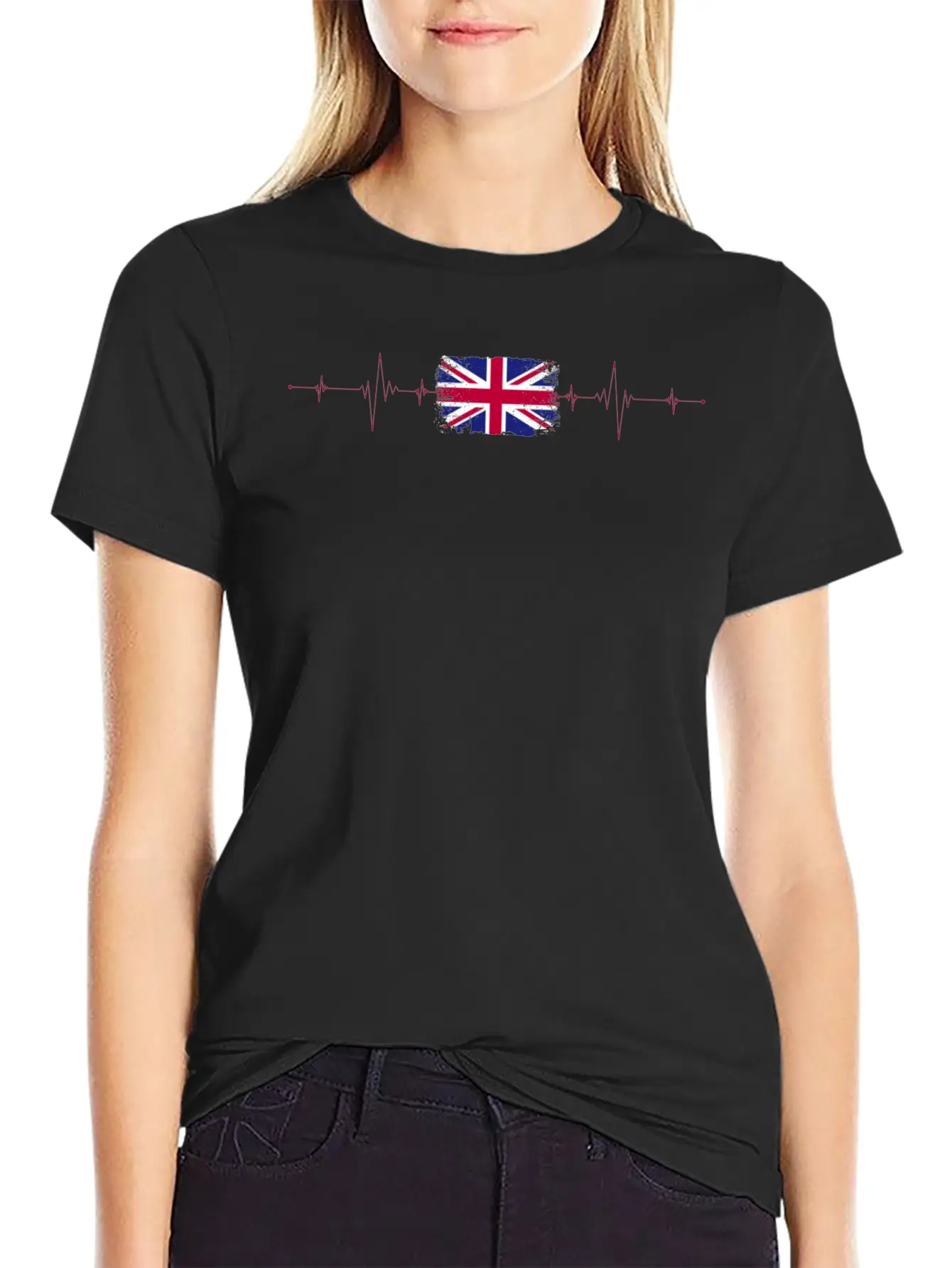 England Flag Heartbeat Unisex Short Sleeve Soft Cotton T-Shirt – Casual Everyday Wear