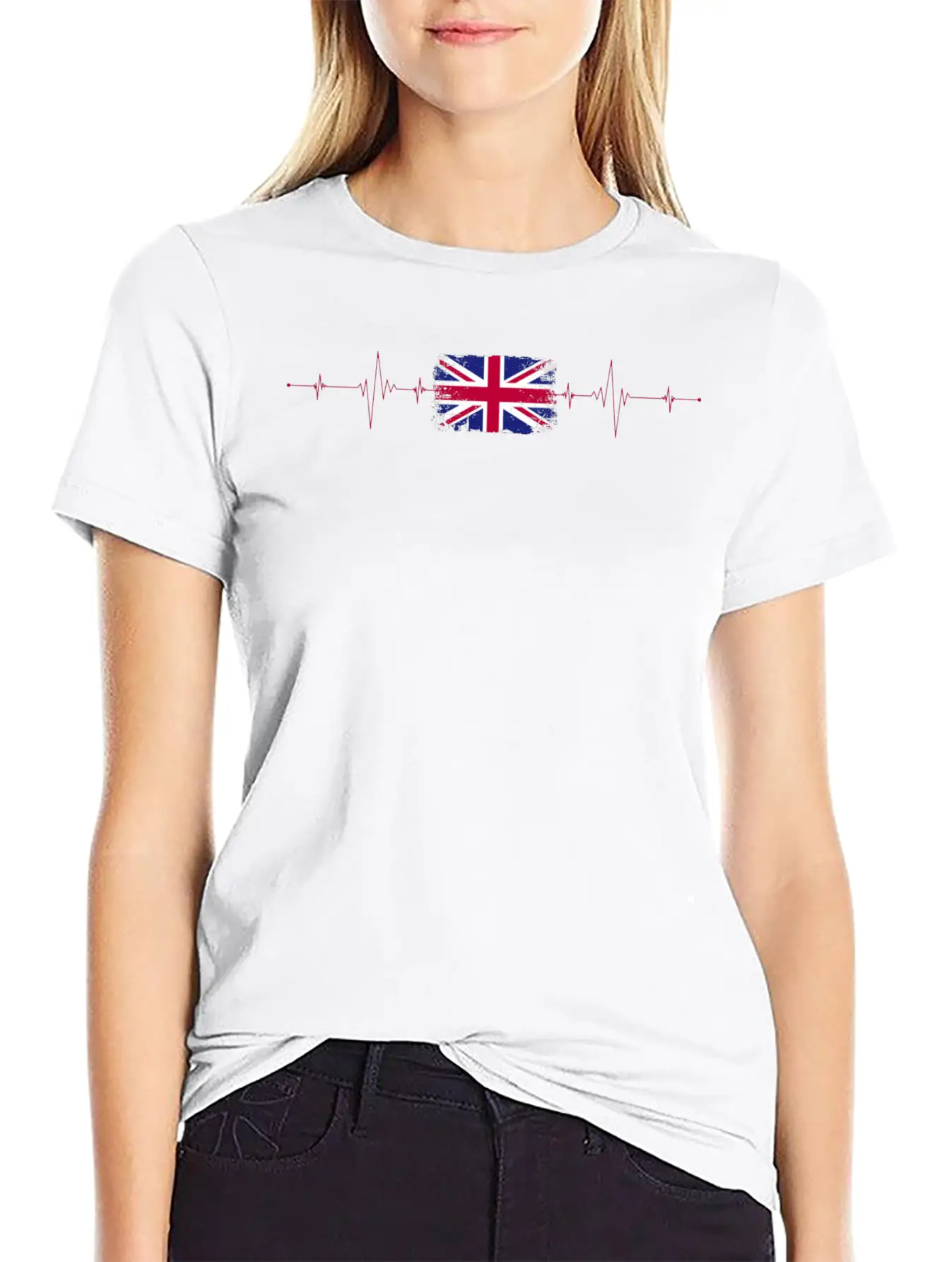 England Flag Heartbeat Unisex Short Sleeve Soft Cotton T-Shirt – Casual Everyday Wear