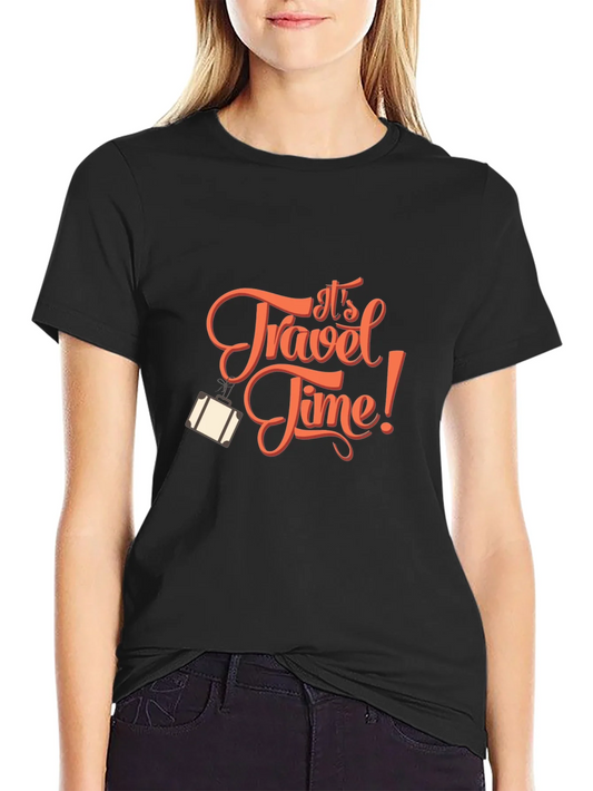 Travel Time Black T-Shirt - Adventure Awaits!