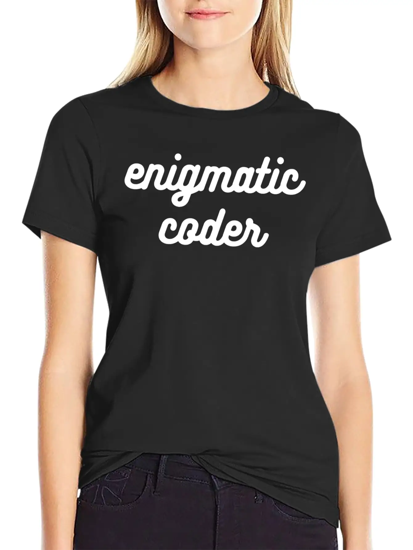 Enigmatic Coder Streetwear Text 80s Unisex Short Sleeve Soft Cotton T-Shirt – Casual Everyday Wear