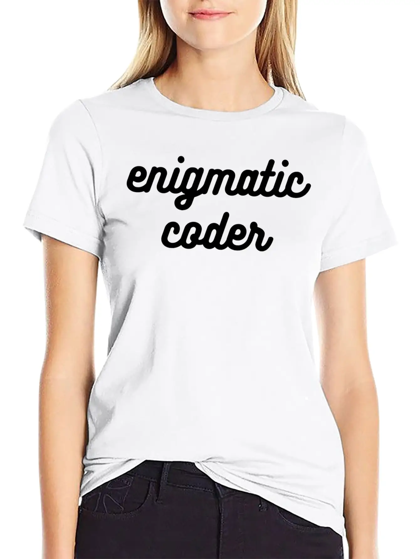 Enigmatic Coder Streetwear Text 80s Unisex Short Sleeve Soft Cotton T-Shirt – Casual Everyday Wear