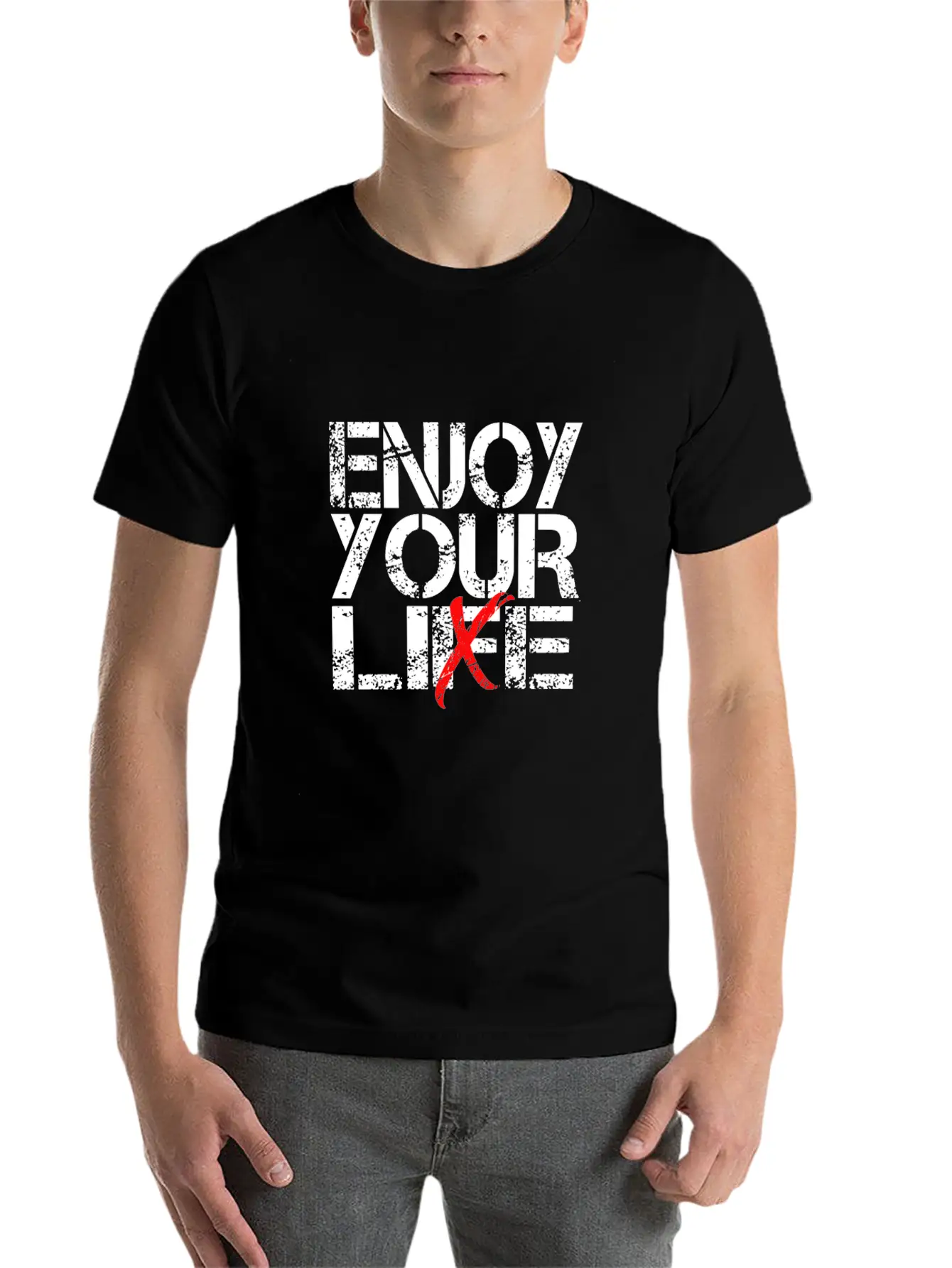 Enjoy Your Life / Lie Sarcastic Quote Art Stylish Everyday T-Shirt – Unisex Basic Cotton Tee