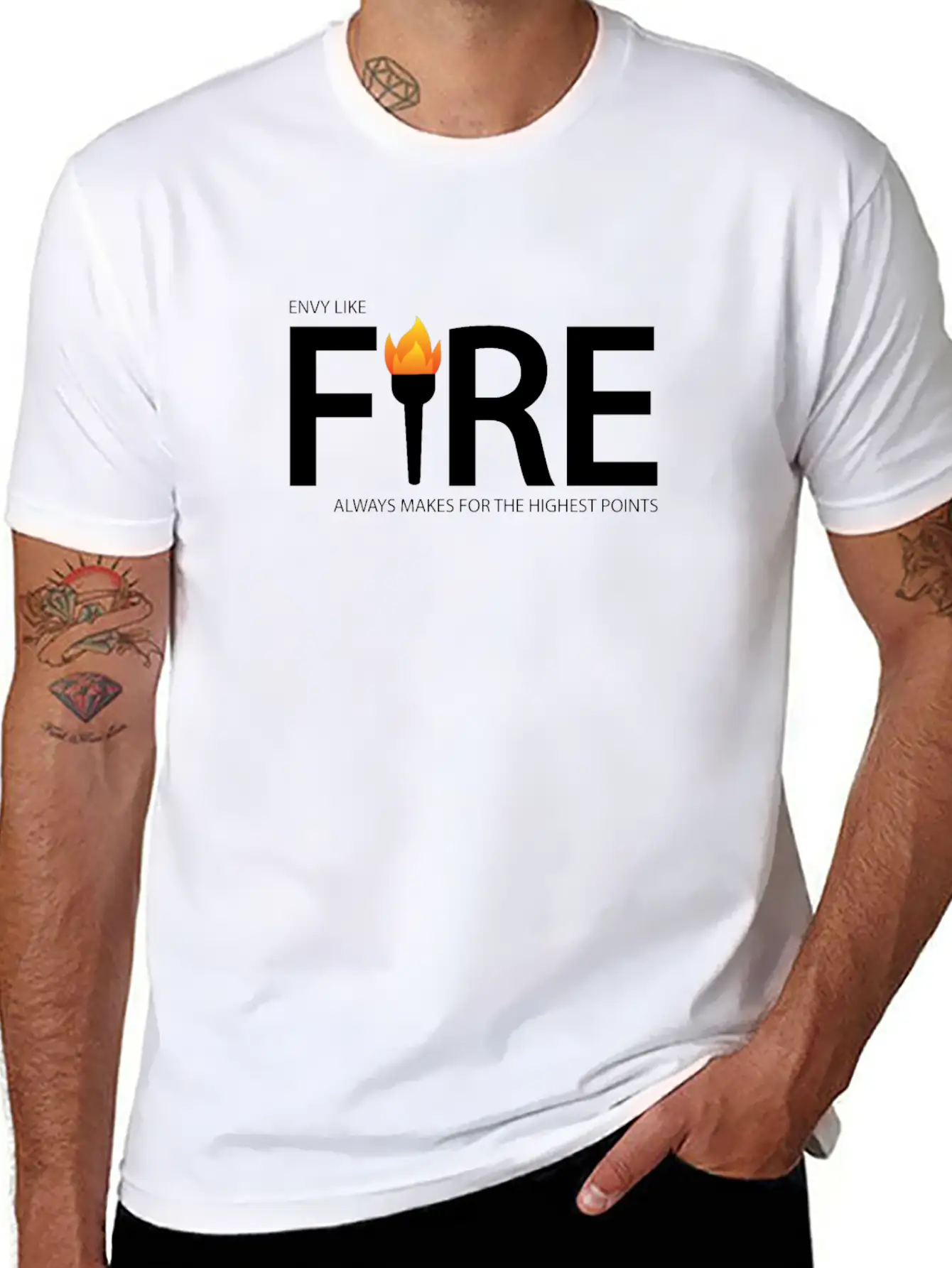 Envy Like Fire Always Makes For The Highest Points Stylish Everyday T-Shirt – Unisex Basic Cotton Tee