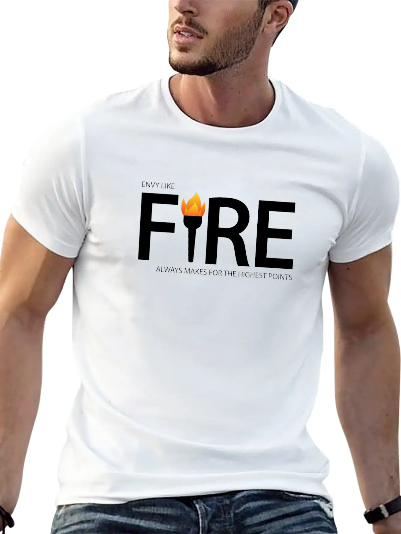 Envy Like Fire Always Makes For The Highest Points Stylish Everyday T-Shirt – Unisex Basic Cotton Tee