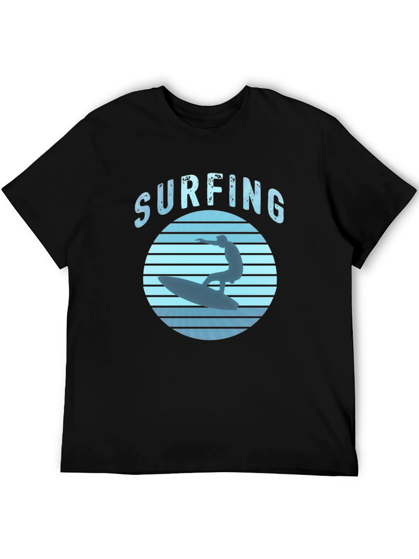 Surfing Graphic Tee - Black Cotton T-Shirt