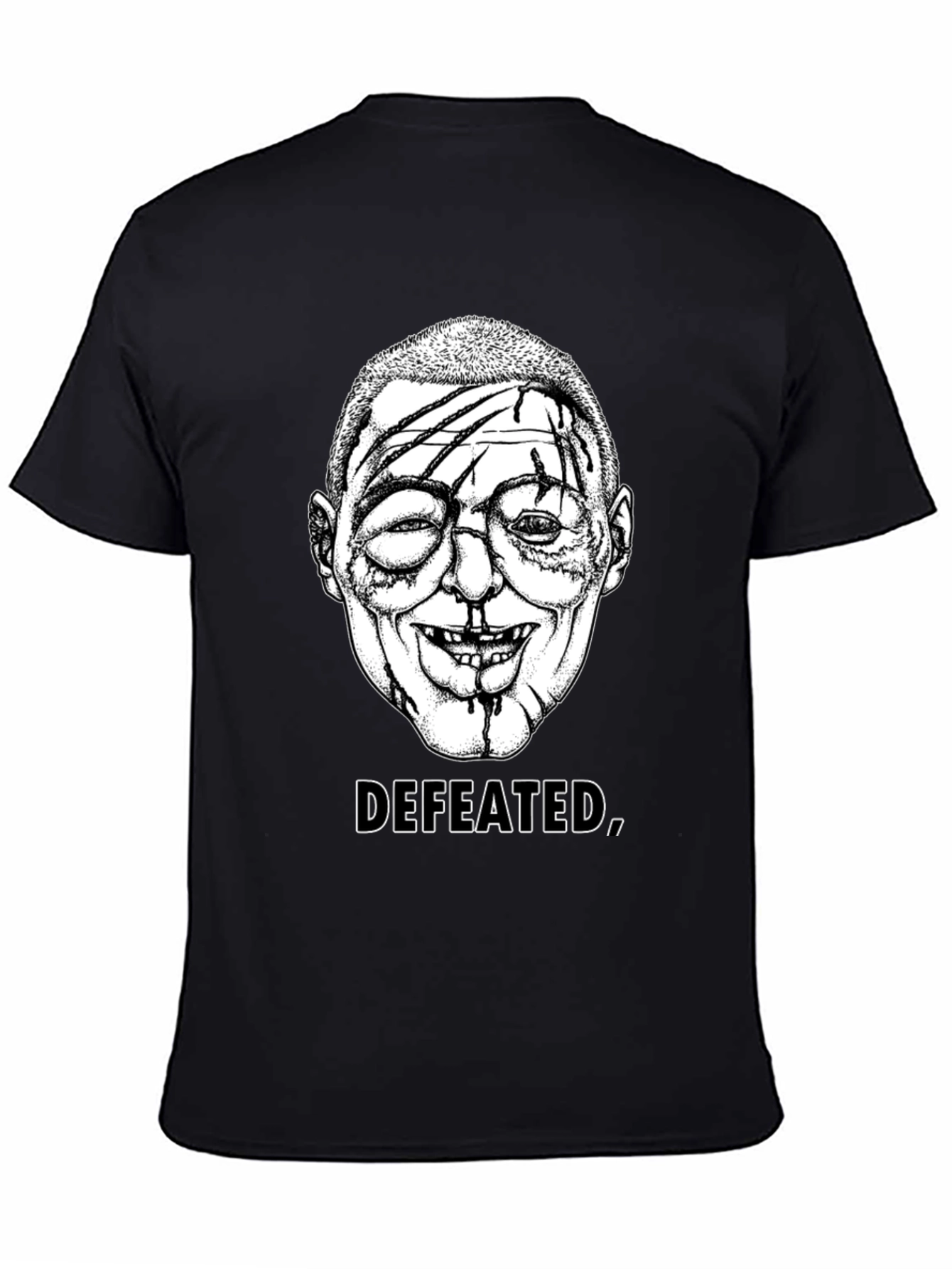 Defeated Graphic Tee - Black Cotton T-Shirt
