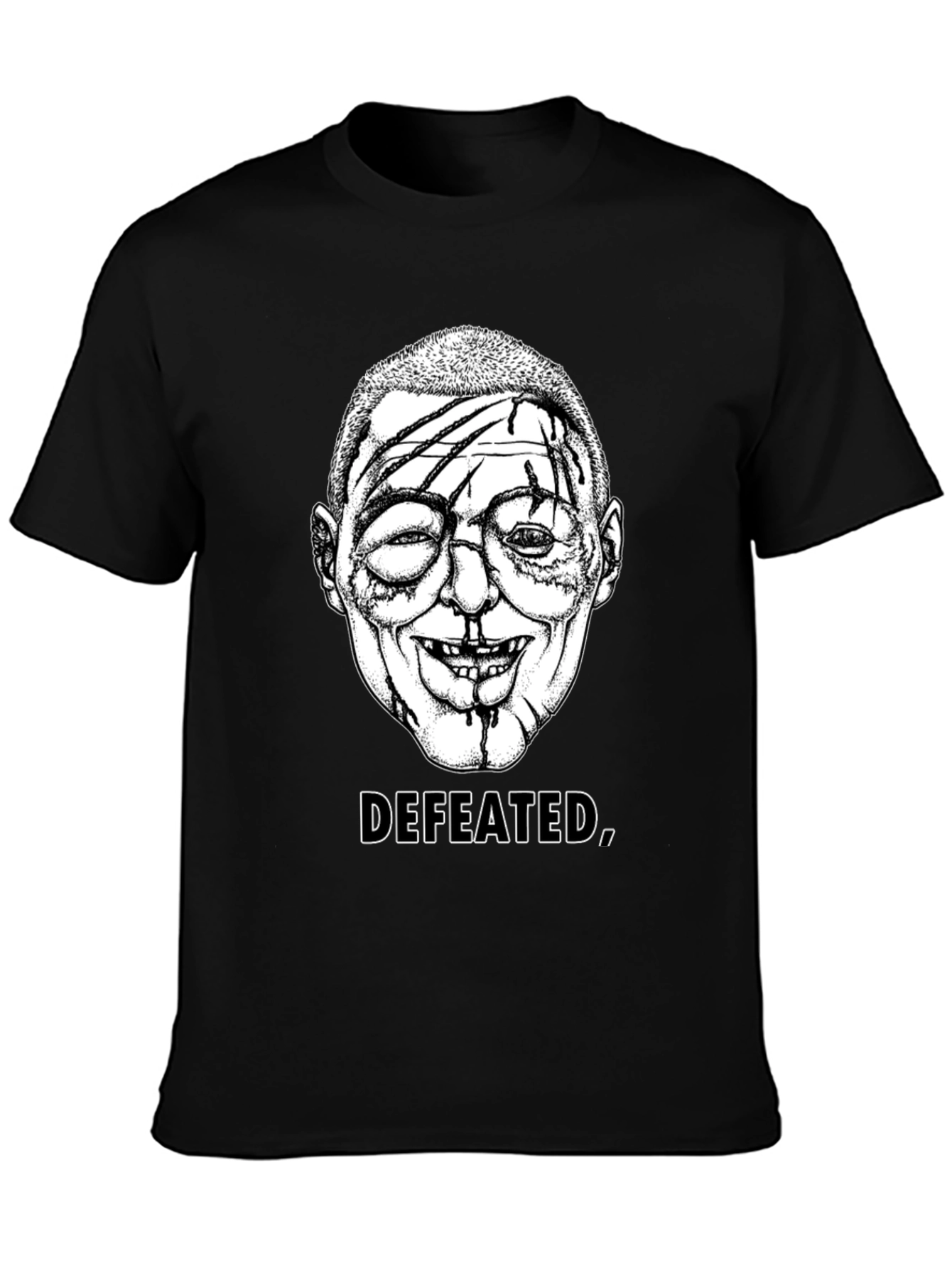 Defeated Graphic Tee - Black Cotton T-Shirt
