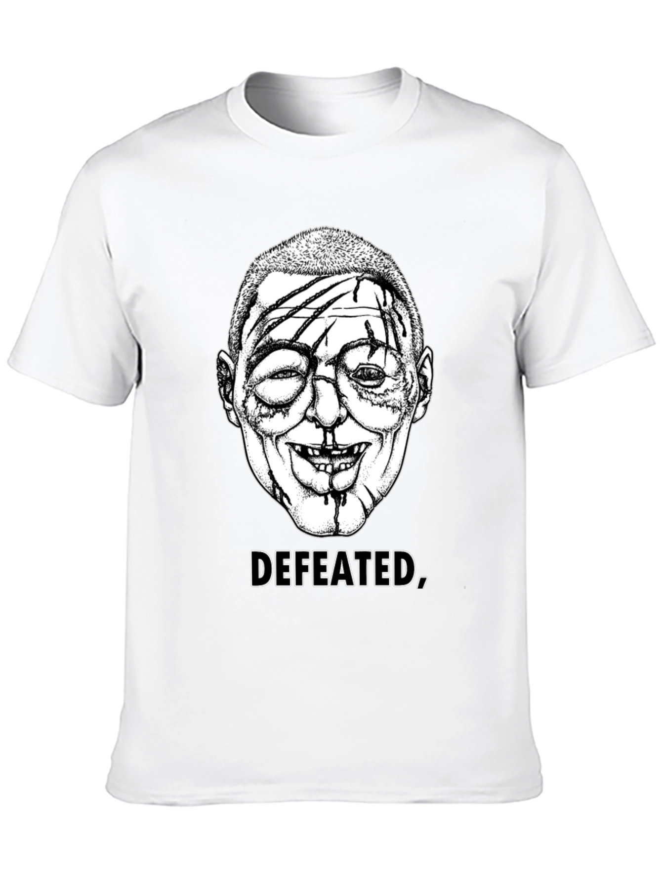 Defeated Graphic Tee - Black Cotton T-Shirt