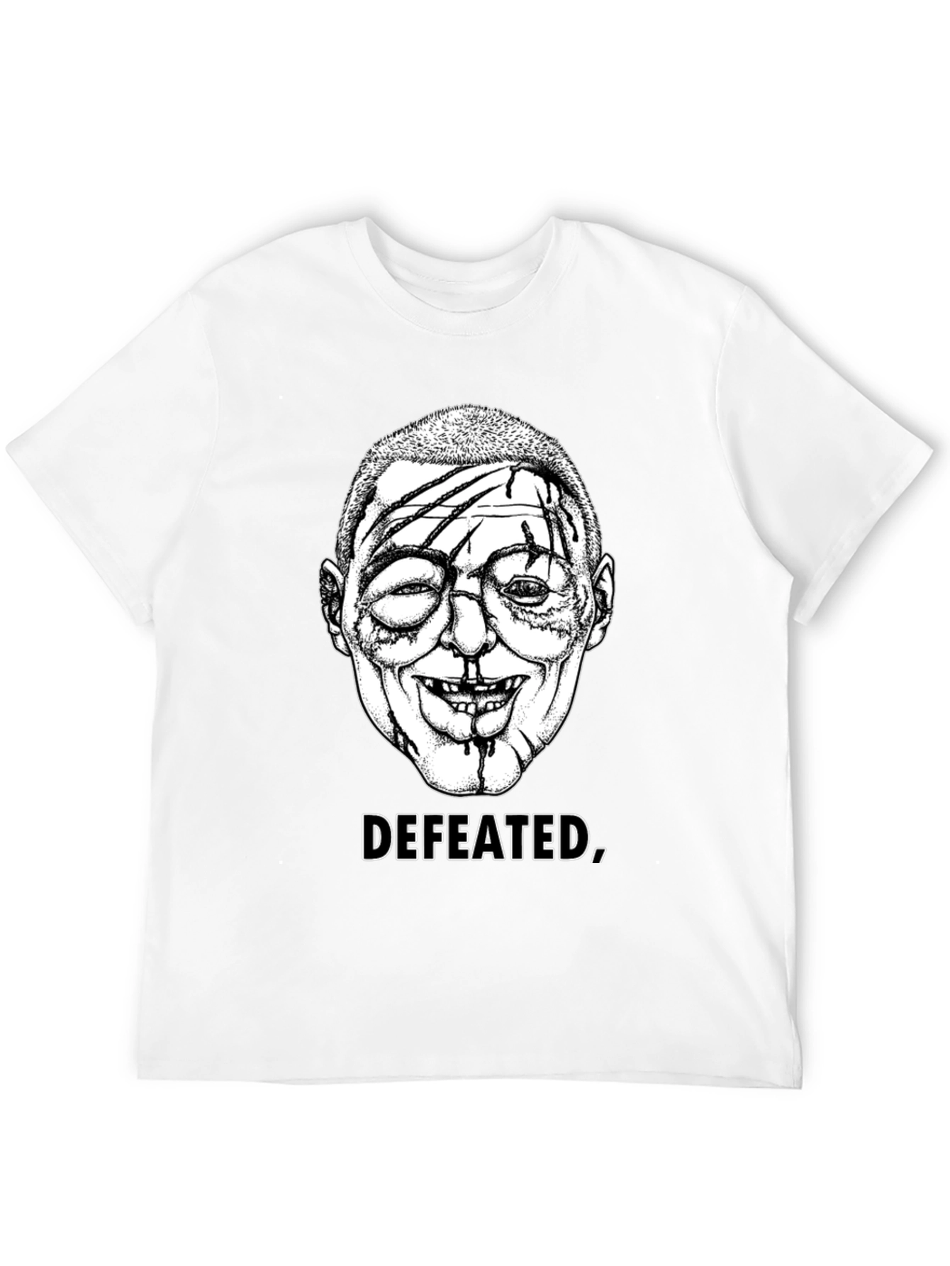 Defeated Graphic Tee - Black Cotton T-Shirt