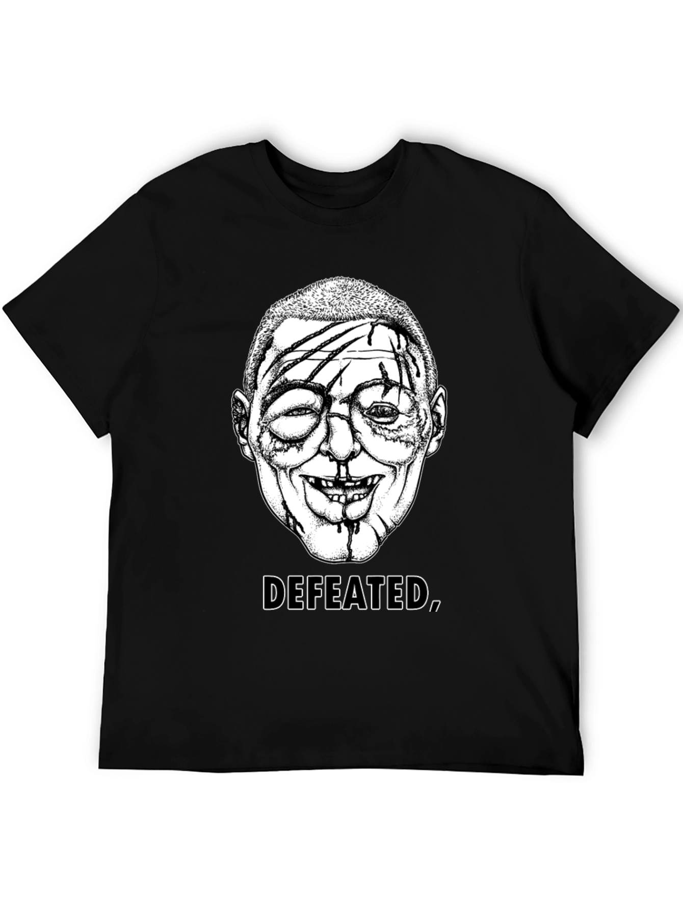 Defeated Graphic Tee - Black Cotton T-Shirt