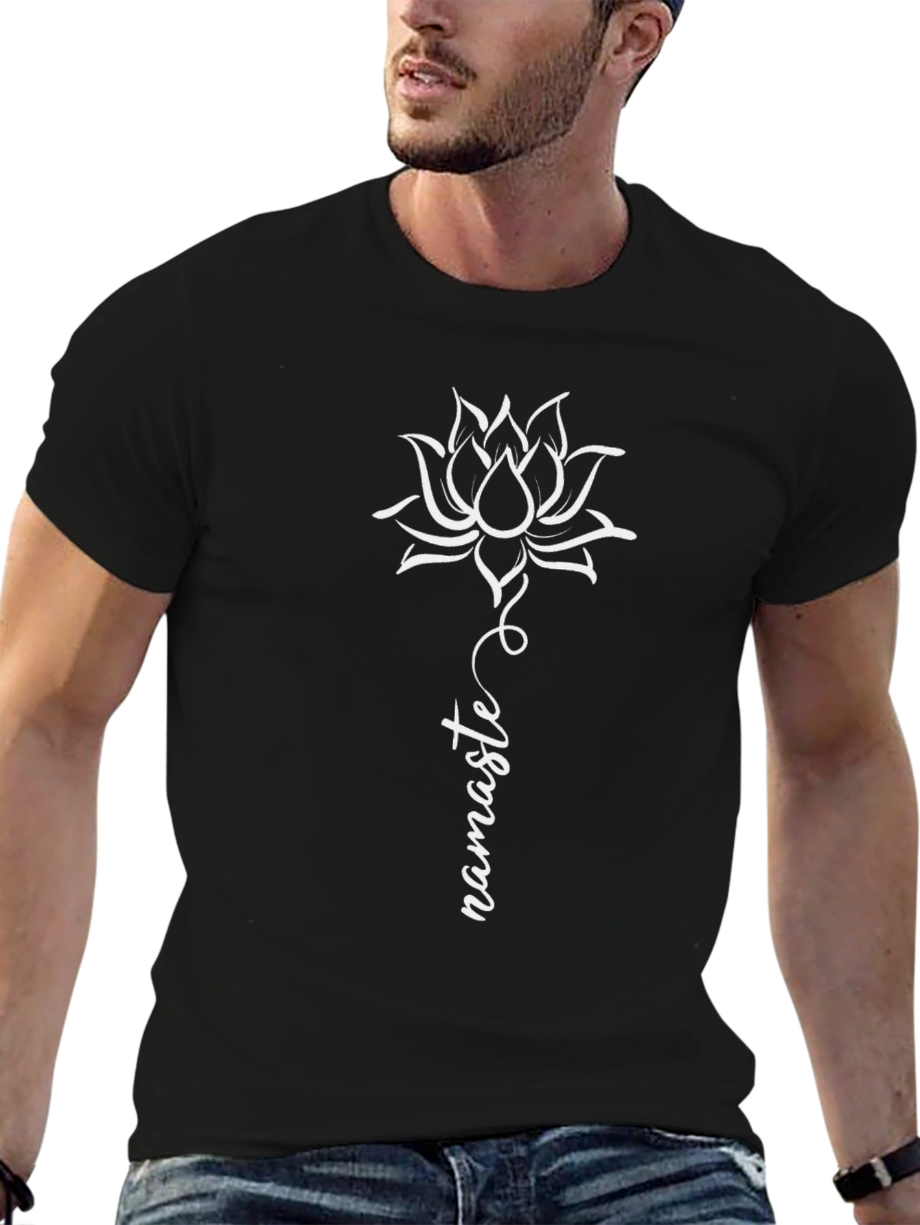 Namaste Lotus Flower Black T-Shirt