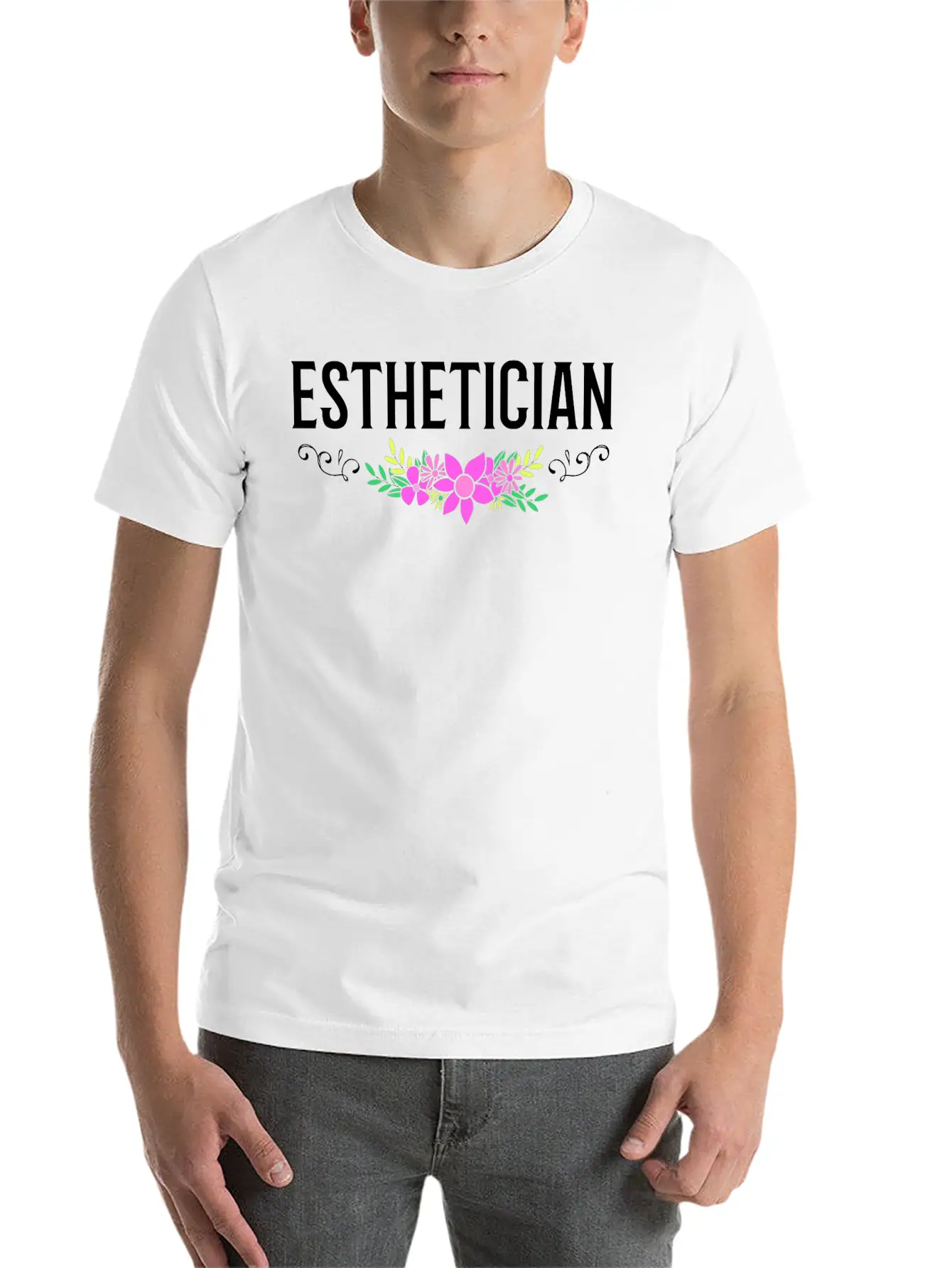 Esthetician For Women With Design Flowers Timeless Short Sleeve Tee – Comfy And Minimalist Design