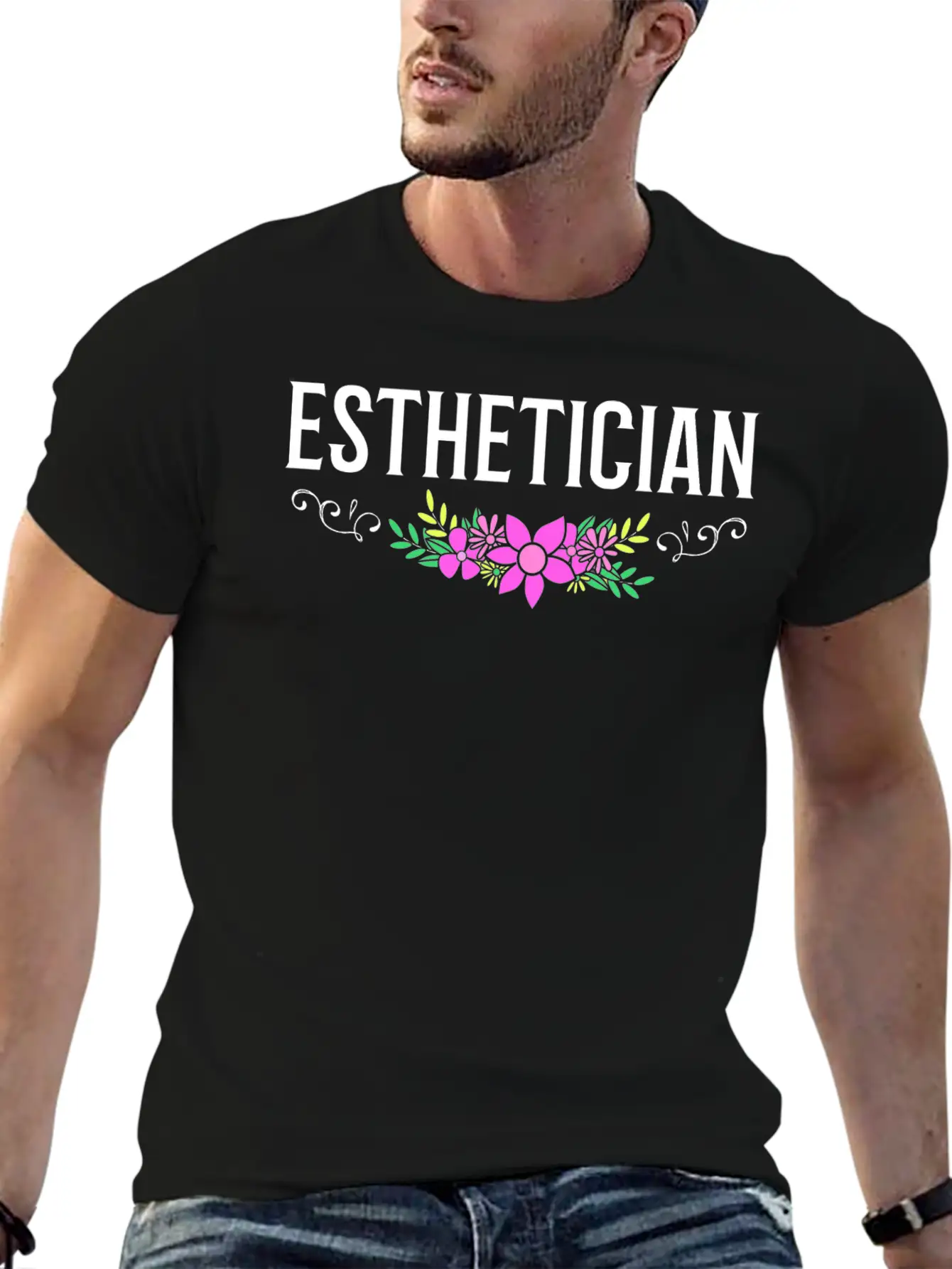 Esthetician For Women With Design Flowers Timeless Short Sleeve Tee – Comfy And Minimalist Design