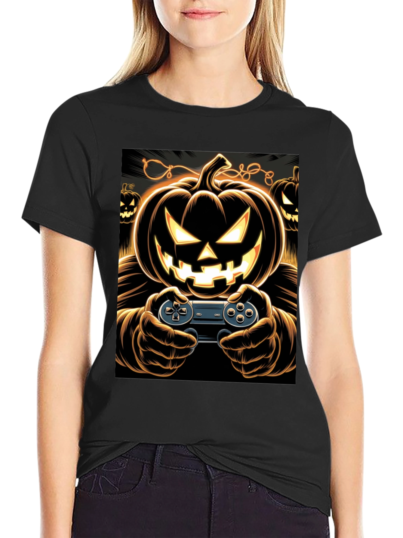 Gamer Pumpkin Halloween T-Shirt