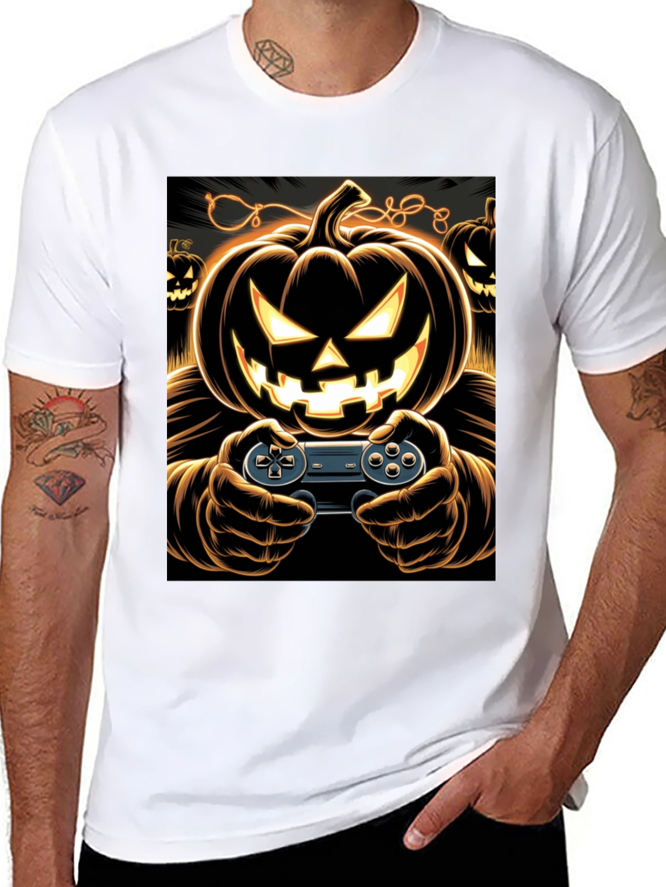 Gamer Pumpkin Halloween T-Shirt