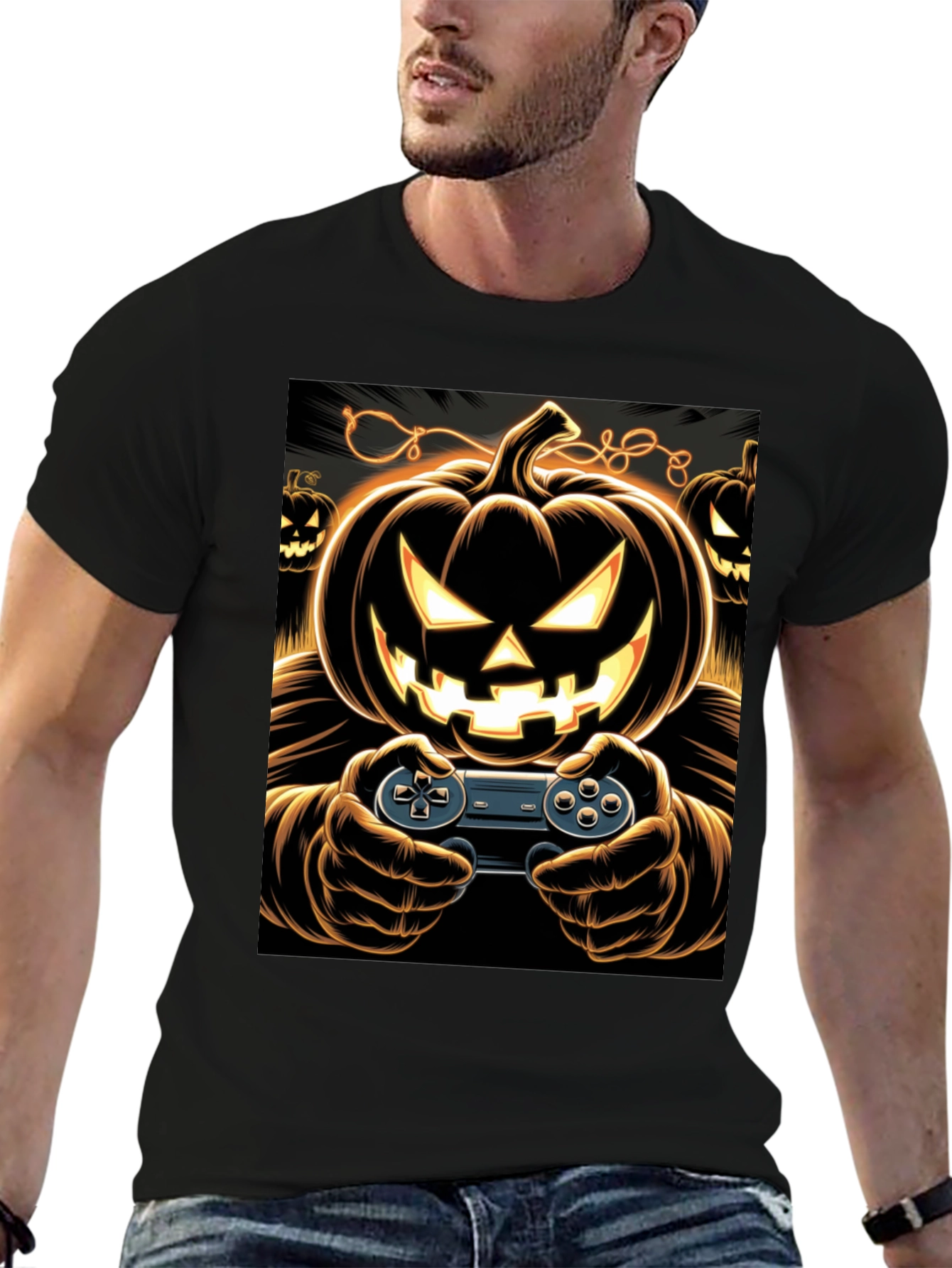 Gamer Pumpkin Halloween T-Shirt