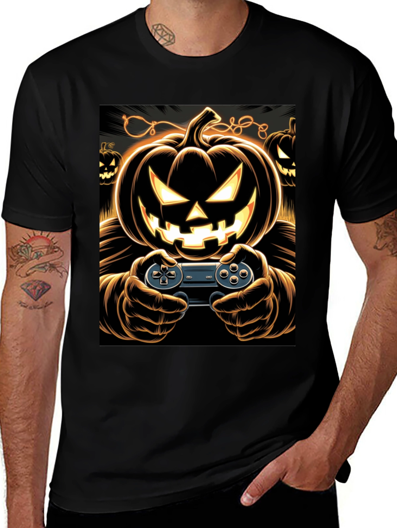 Gamer Pumpkin Halloween T-Shirt