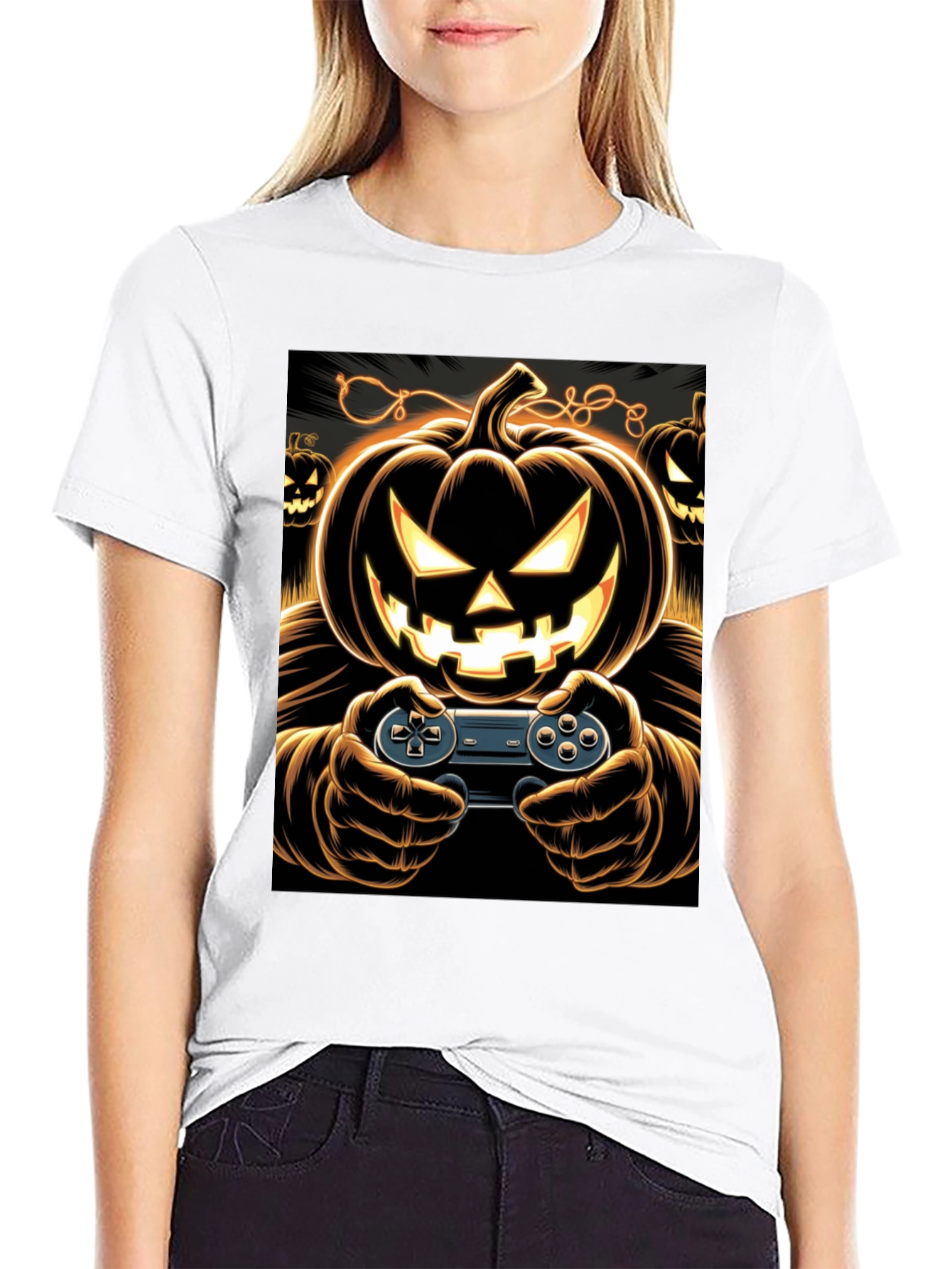 Gamer Pumpkin Halloween T-Shirt