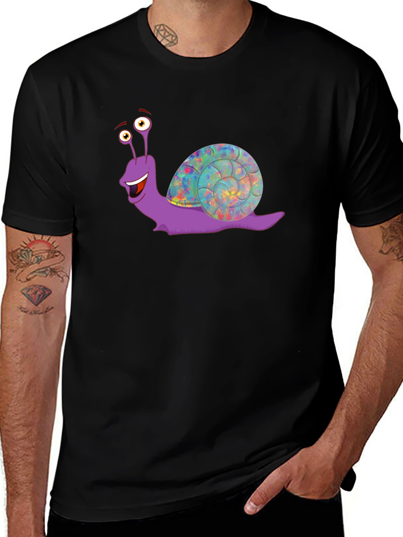 Funny Snail Graphic T-Shirt - Black