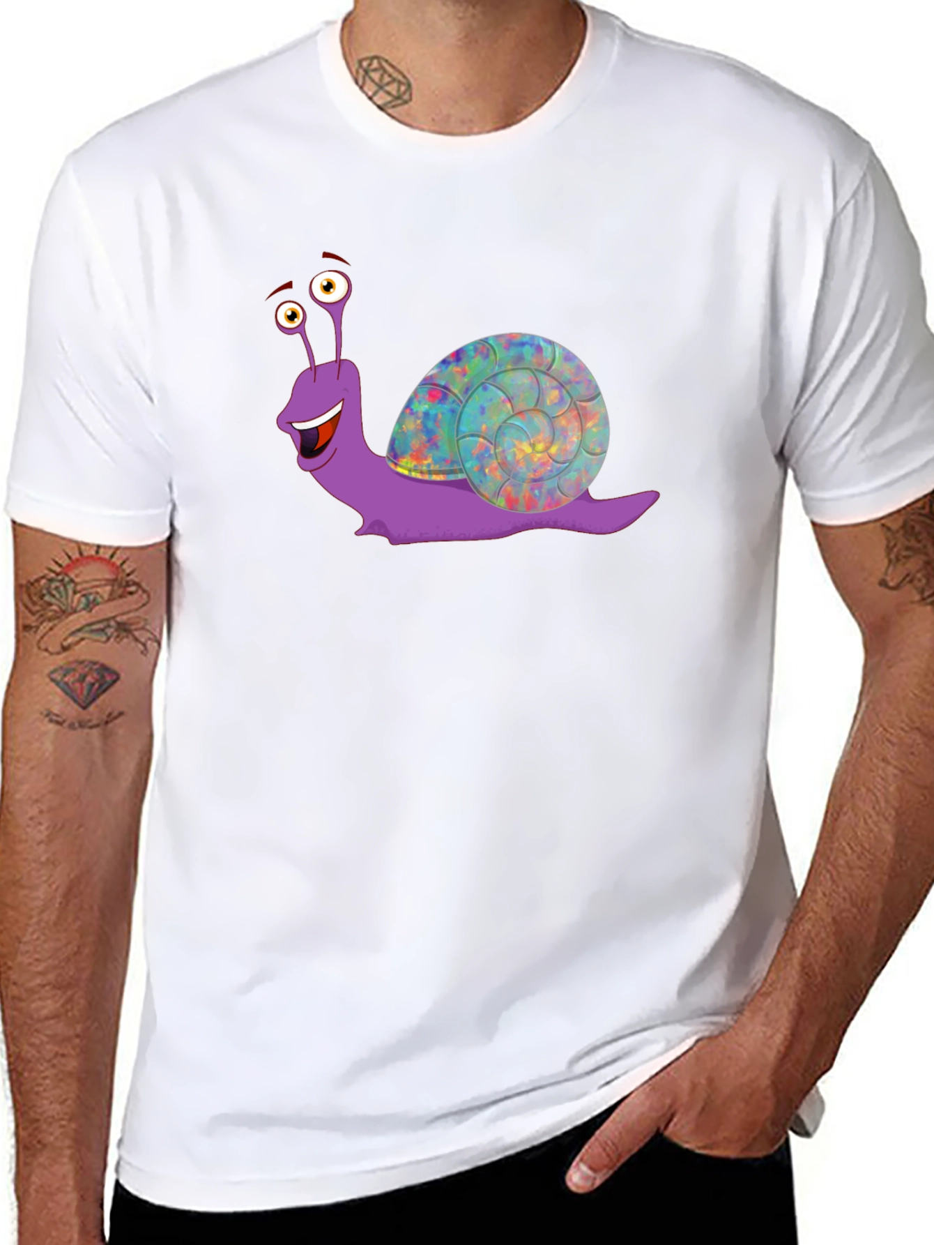 Funny Snail Graphic T-Shirt - Black