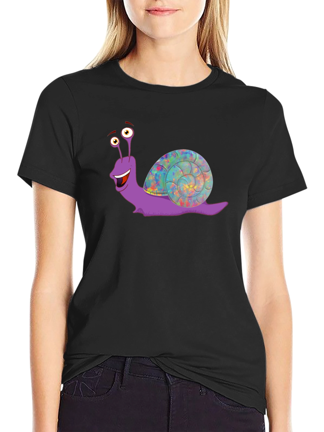 Funny Snail Graphic T-Shirt - Black