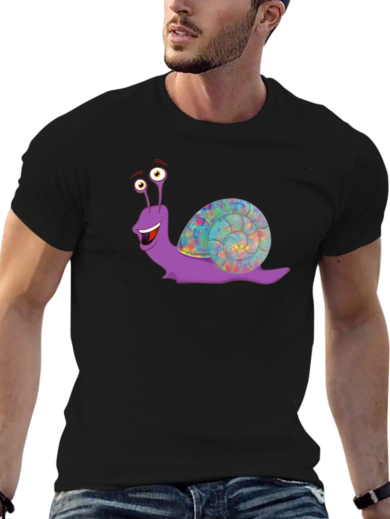Funny Snail Graphic T-Shirt - Black