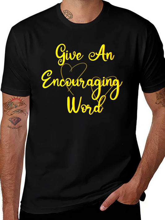 Encouraging Word Graphic Tee - Soft Black Cotton Casual Shirt