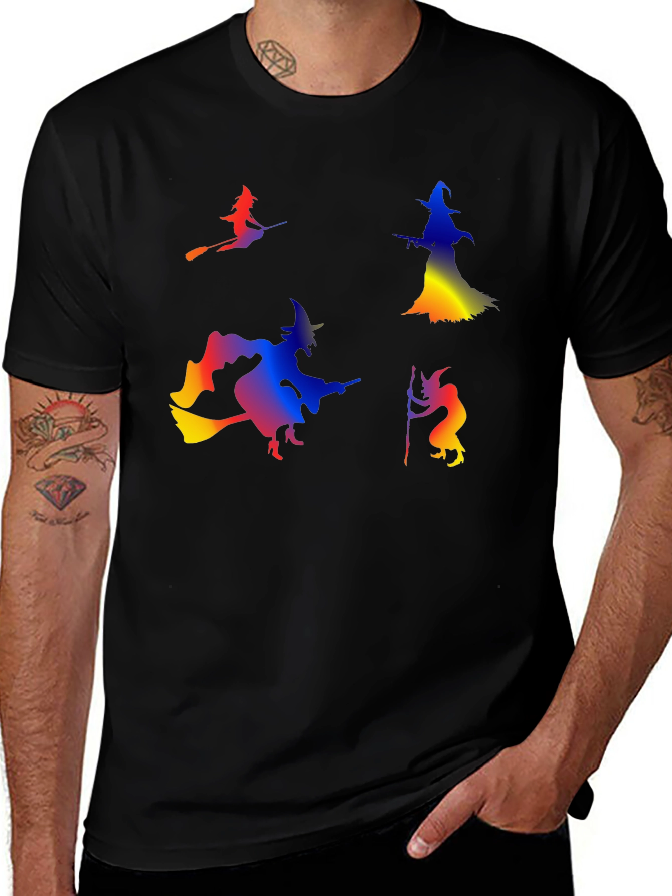 Halloween Witches Graphic Tee - Black