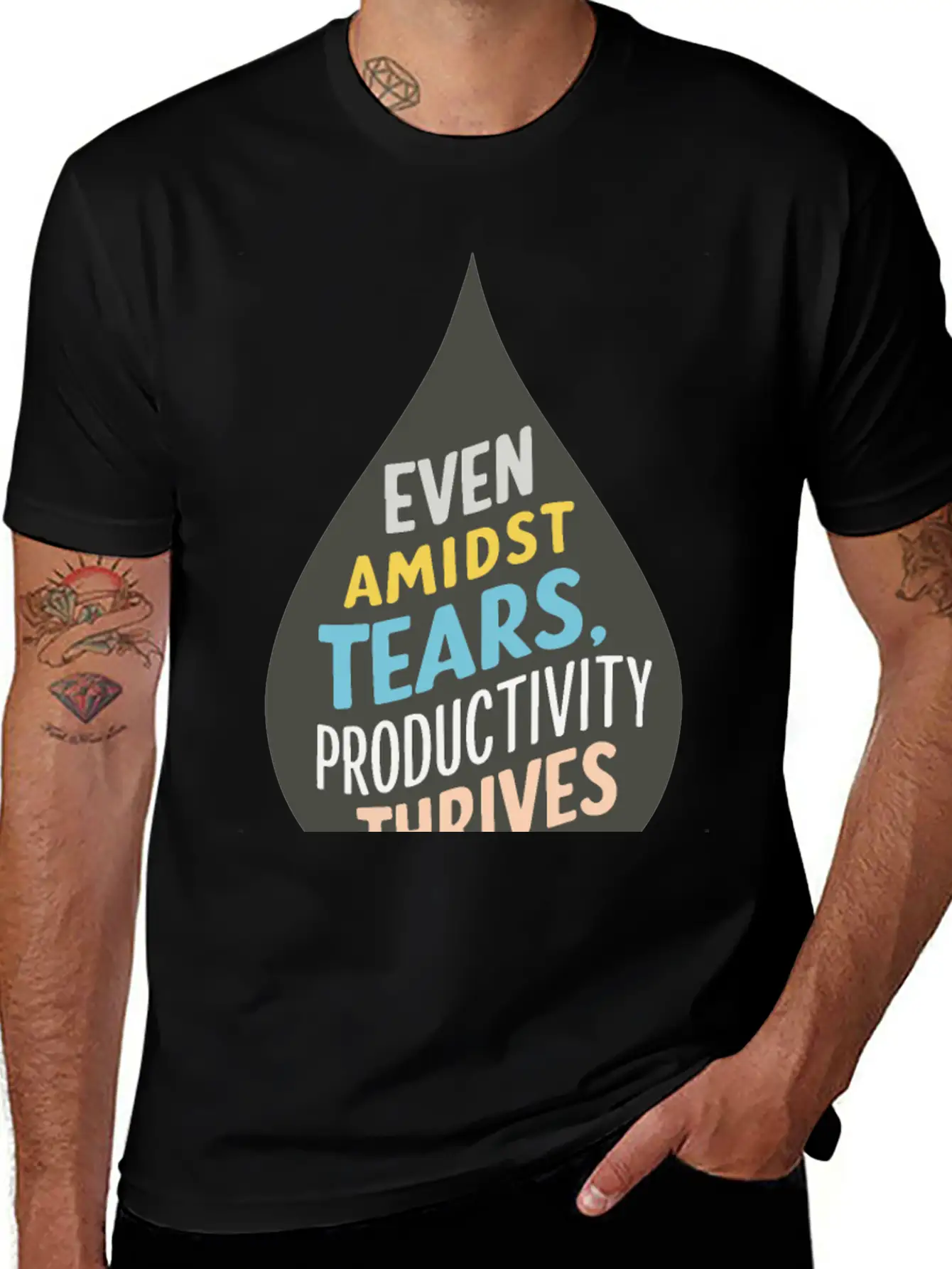 Even Amidst Tears, Productivity Thrives Unisex Short Sleeve Soft Cotton T-Shirt – Casual Everyday Wear