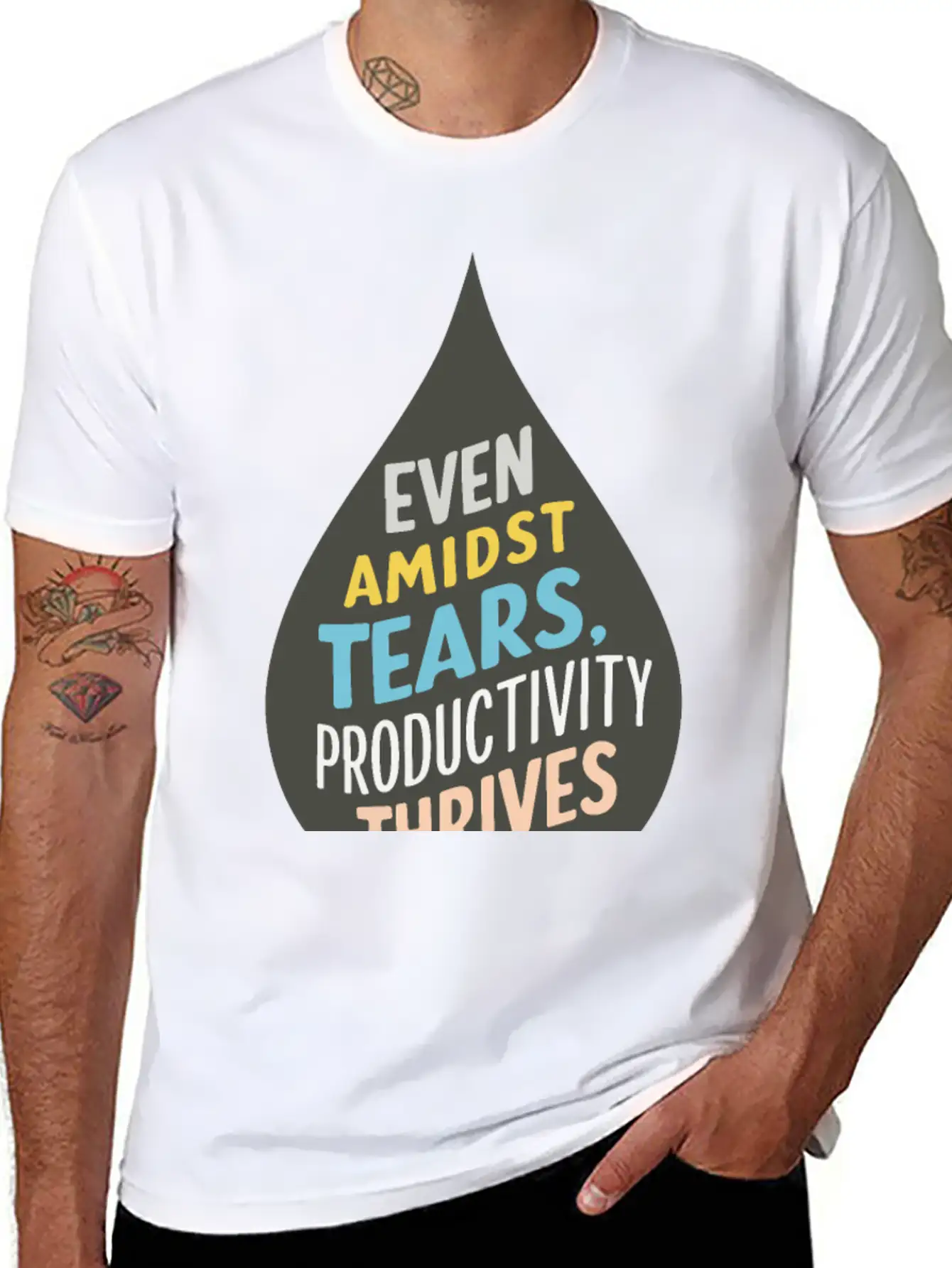 Even Amidst Tears, Productivity Thrives Unisex Short Sleeve Soft Cotton T-Shirt – Casual Everyday Wear