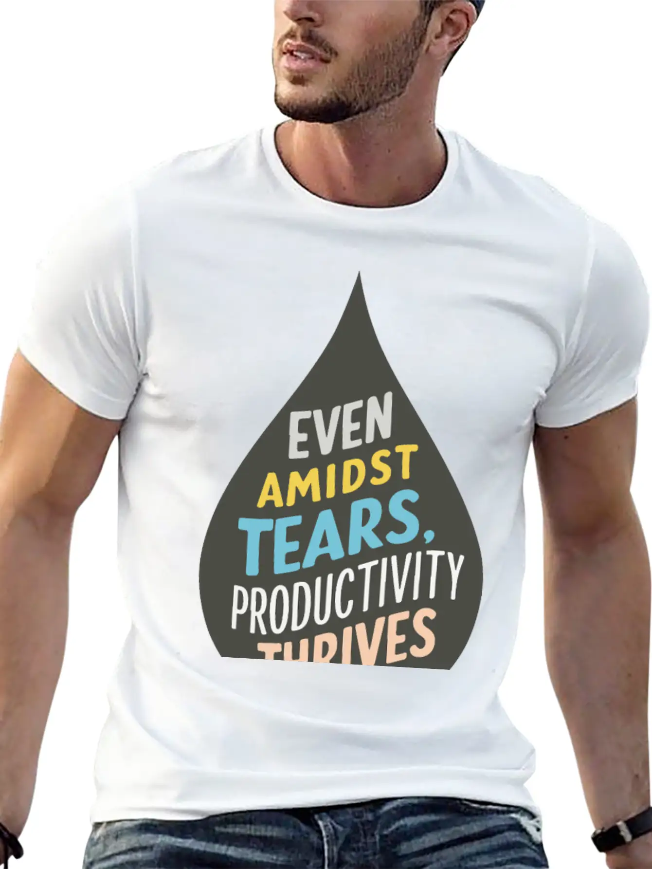 Even Amidst Tears, Productivity Thrives Unisex Short Sleeve Soft Cotton T-Shirt – Casual Everyday Wear