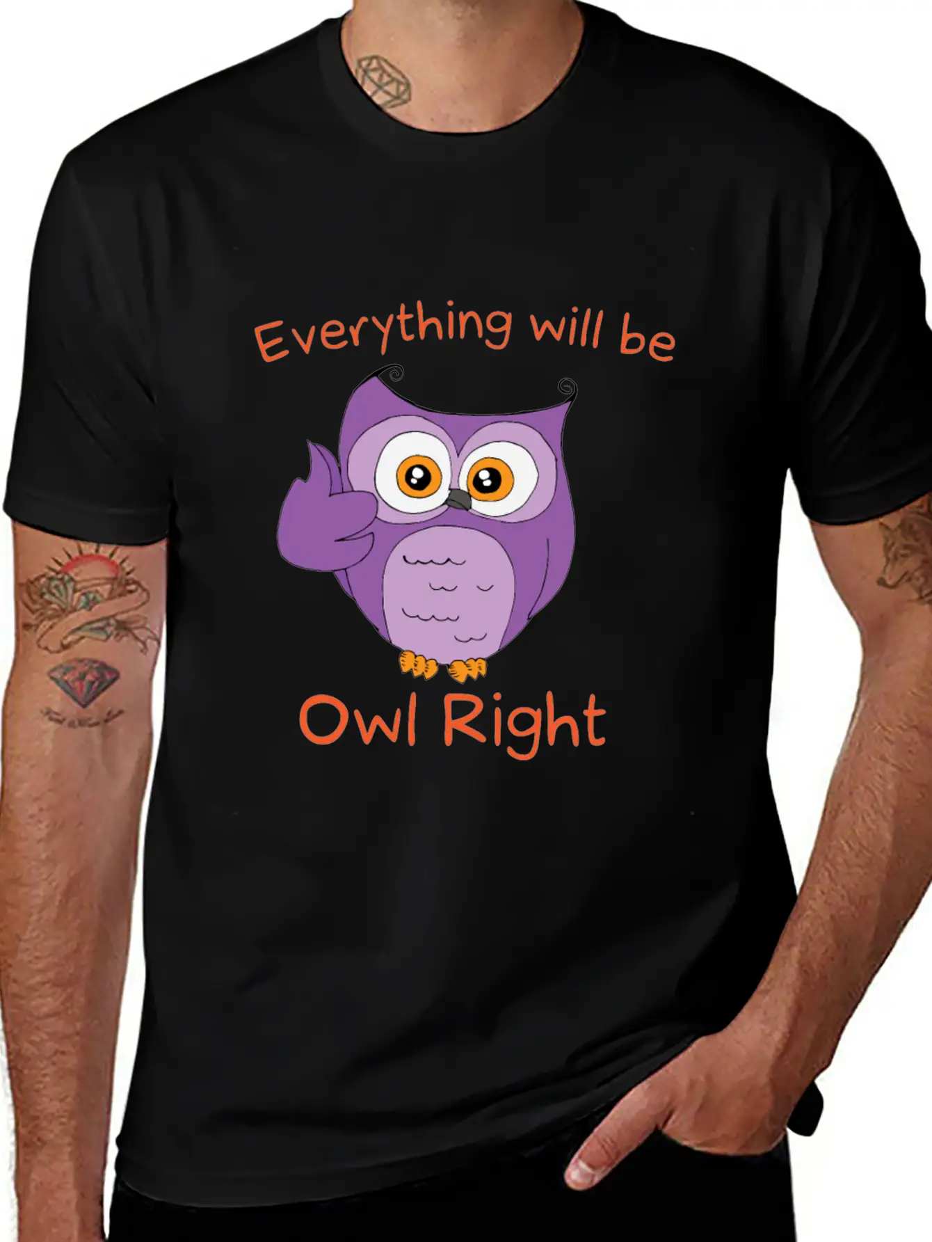 Everything Will Be Owl Right - Owl Motif Gift Idea Timeless Short Sleeve Tee – Comfy And Minimalist Design