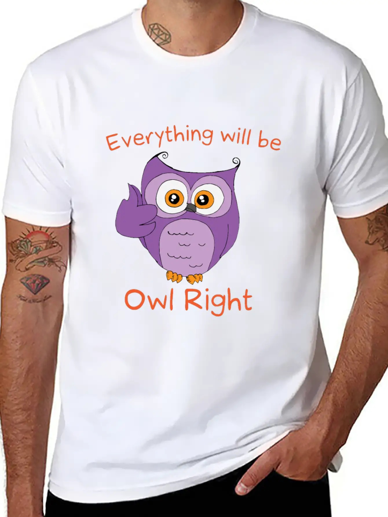 Everything Will Be Owl Right - Owl Motif Gift Idea Timeless Short Sleeve Tee – Comfy And Minimalist Design