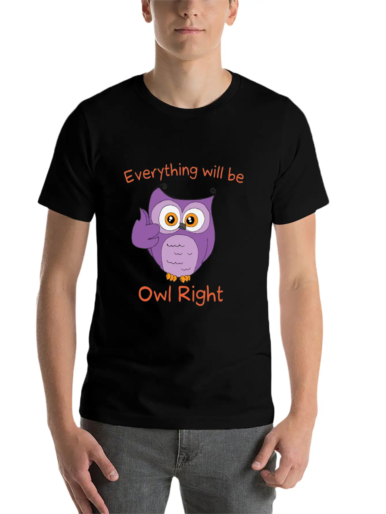 Everything Will Be Owl Right - Owl Motif Gift Idea Timeless Short Sleeve Tee – Comfy And Minimalist Design