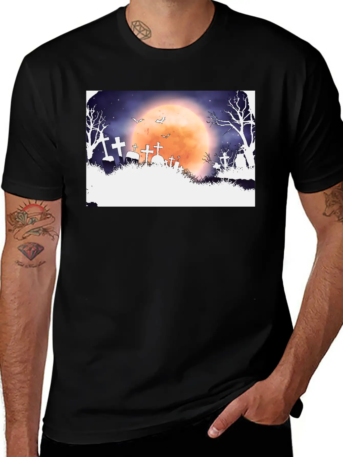 Evil Cemetery And Full Moon Comfortable Minimalist Graphic Tee – Summer Style Essential