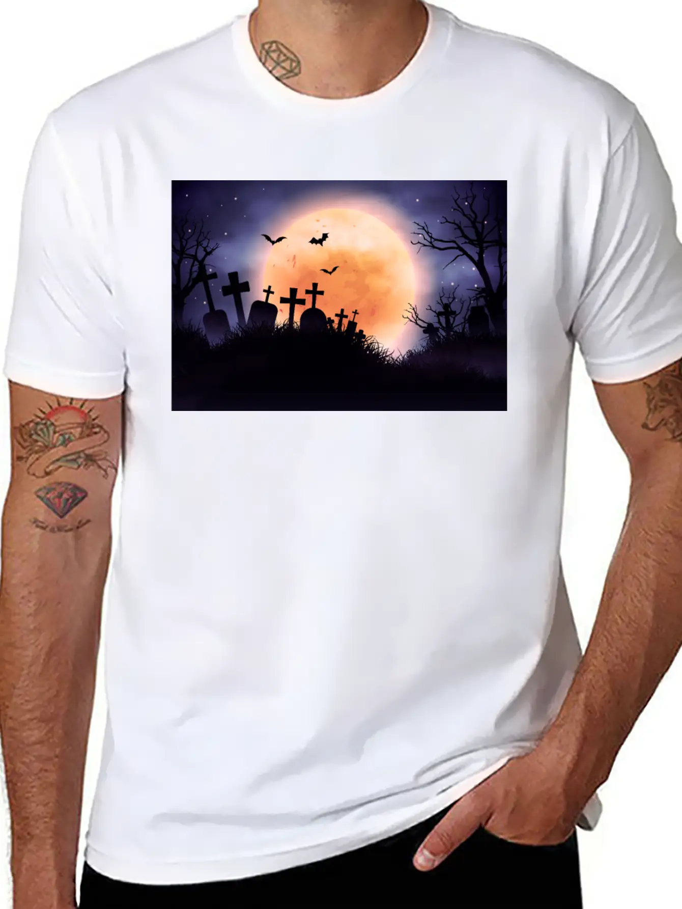 Evil Cemetery And Full Moon Comfortable Minimalist Graphic Tee – Summer Style Essential
