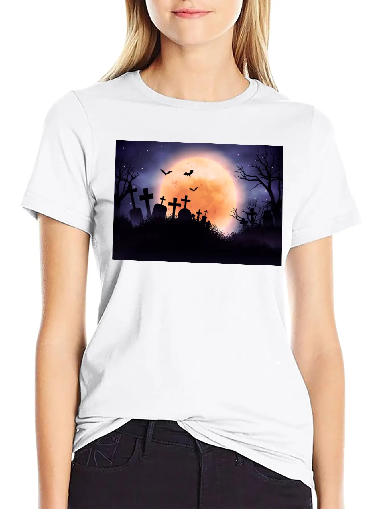 Evil Cemetery And Full Moon Comfortable Minimalist Graphic Tee – Summer Style Essential