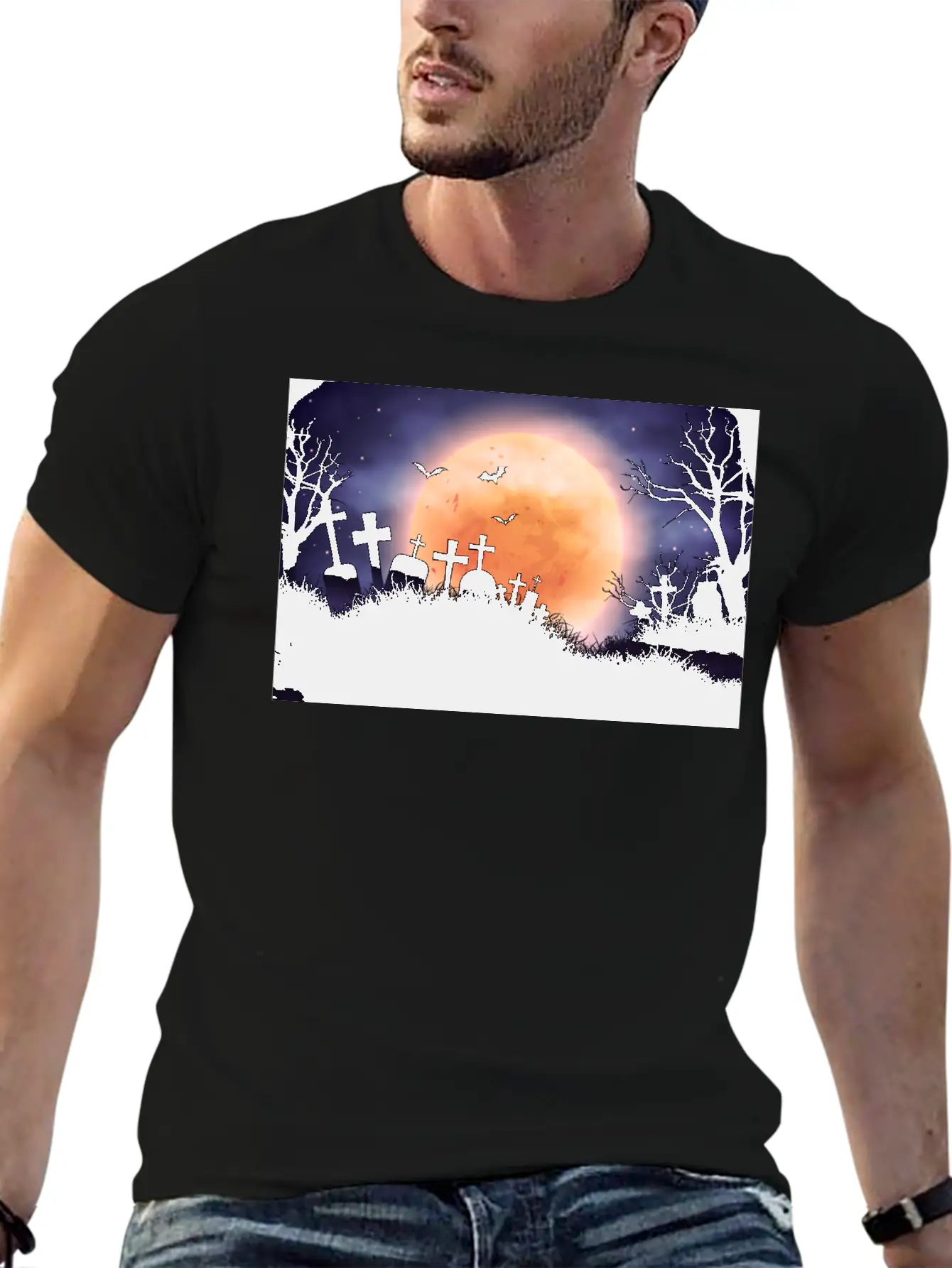 Evil Cemetery And Full Moon Comfortable Minimalist Graphic Tee – Summer Style Essential