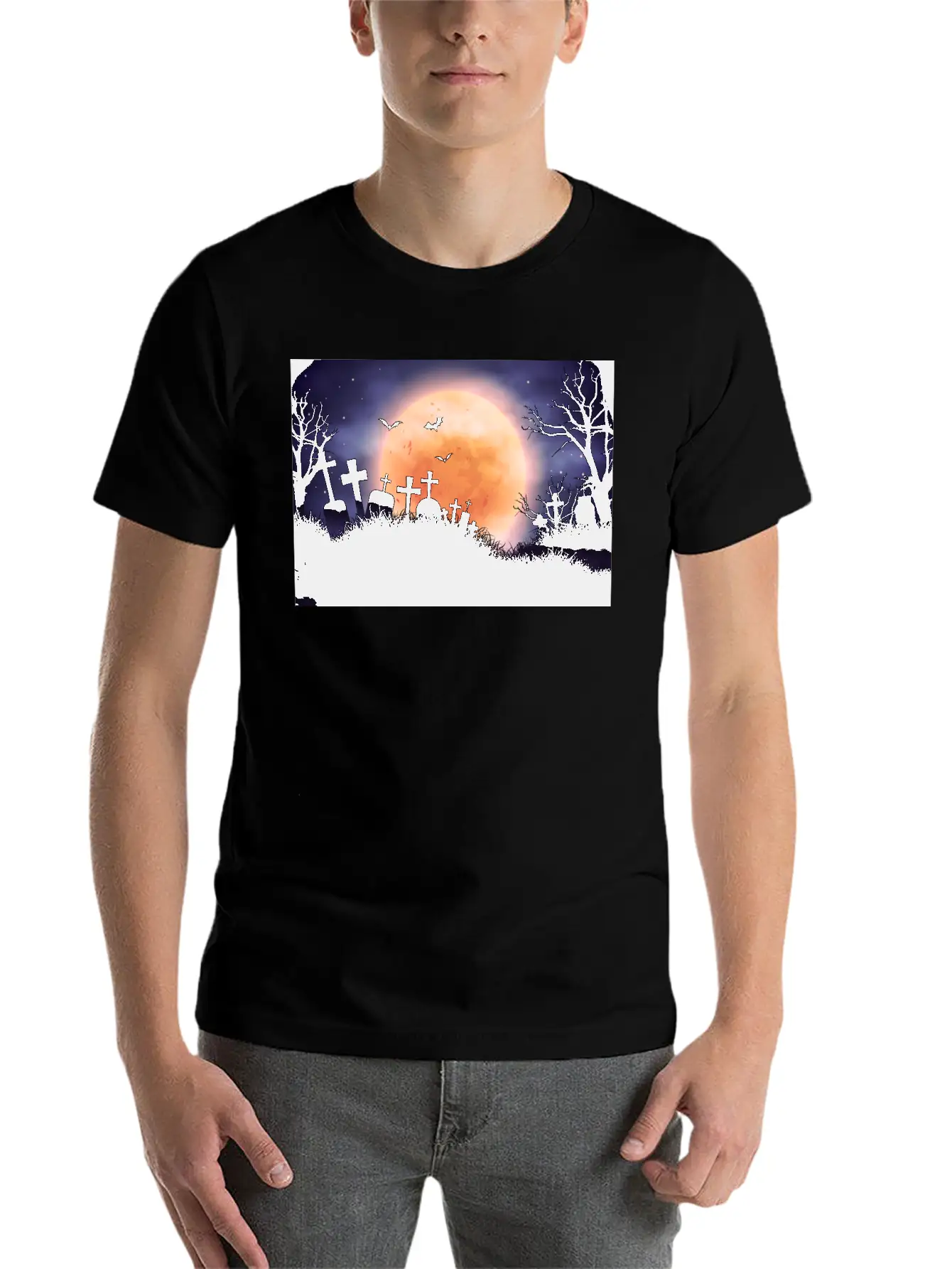 Evil Cemetery And Full Moon Comfortable Minimalist Graphic Tee – Summer Style Essential