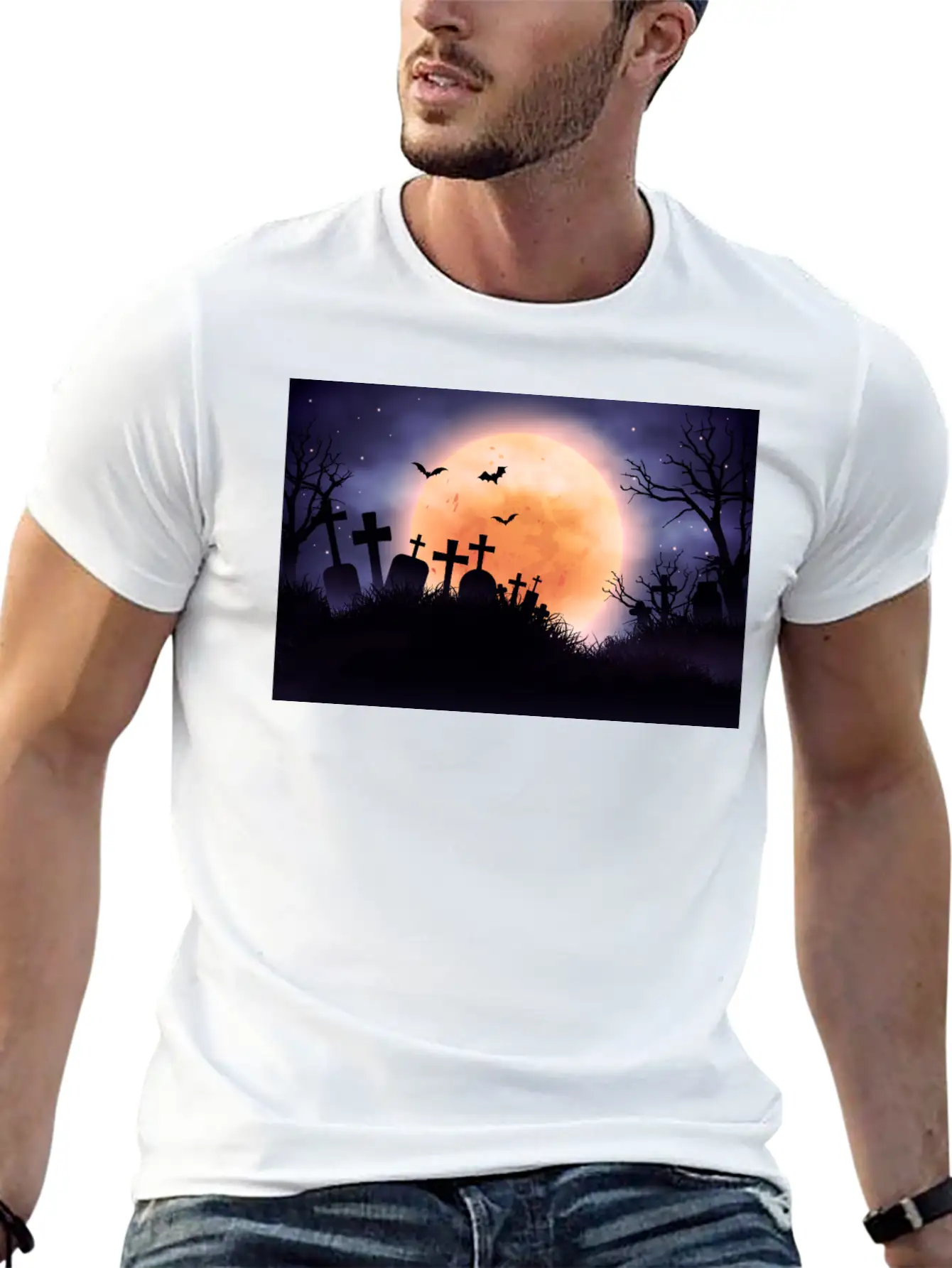 Evil Cemetery And Full Moon Comfortable Minimalist Graphic Tee – Summer Style Essential