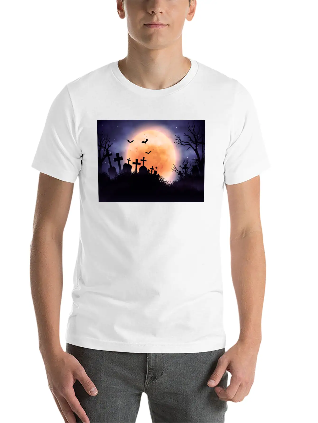 Evil Cemetery And Full Moon Comfortable Minimalist Graphic Tee – Summer Style Essential