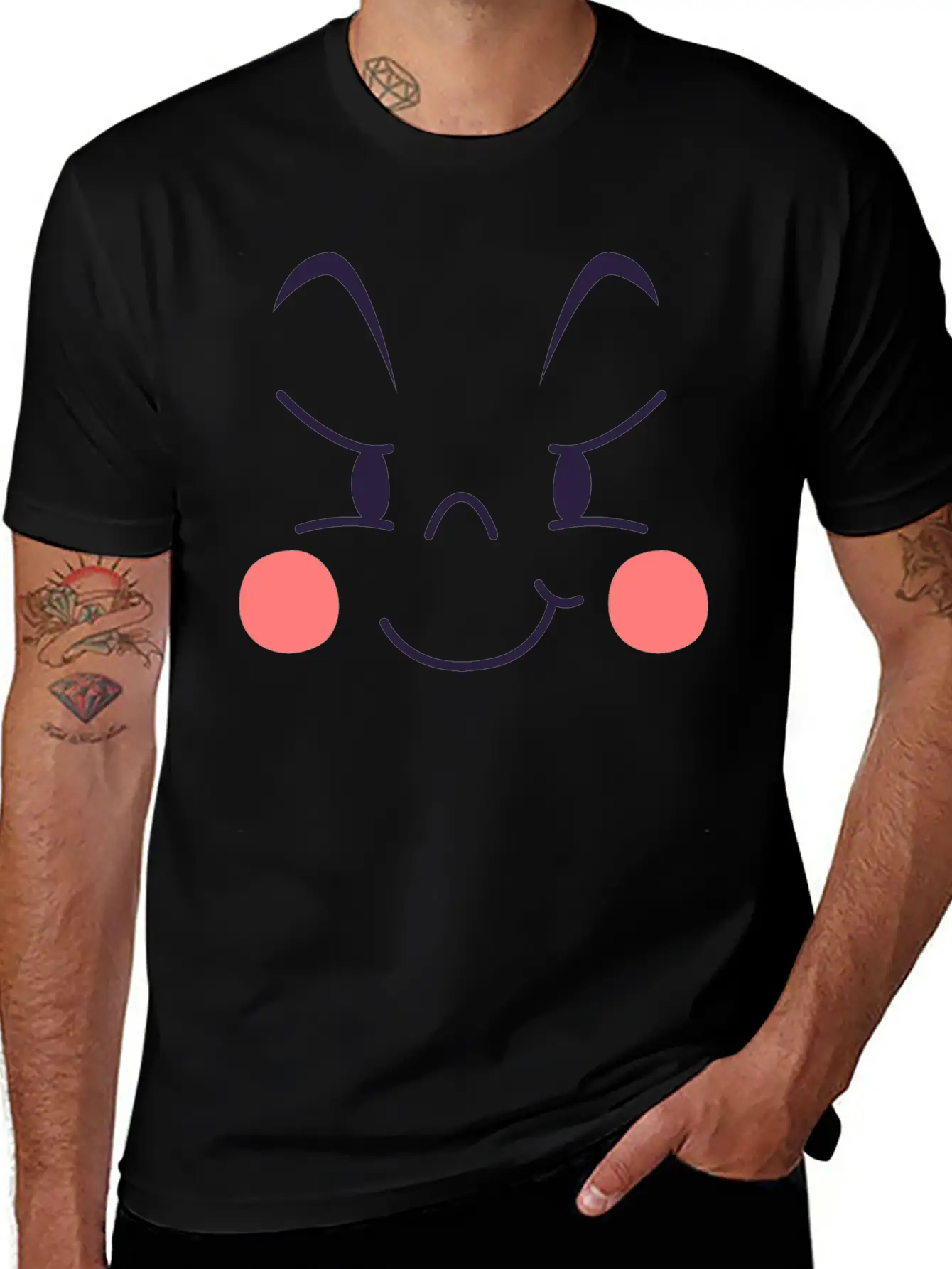 Evil Expression Of Cartoon Emotion Face Unisex Short Sleeve Soft Cotton T-Shirt – Casual Everyday Wear