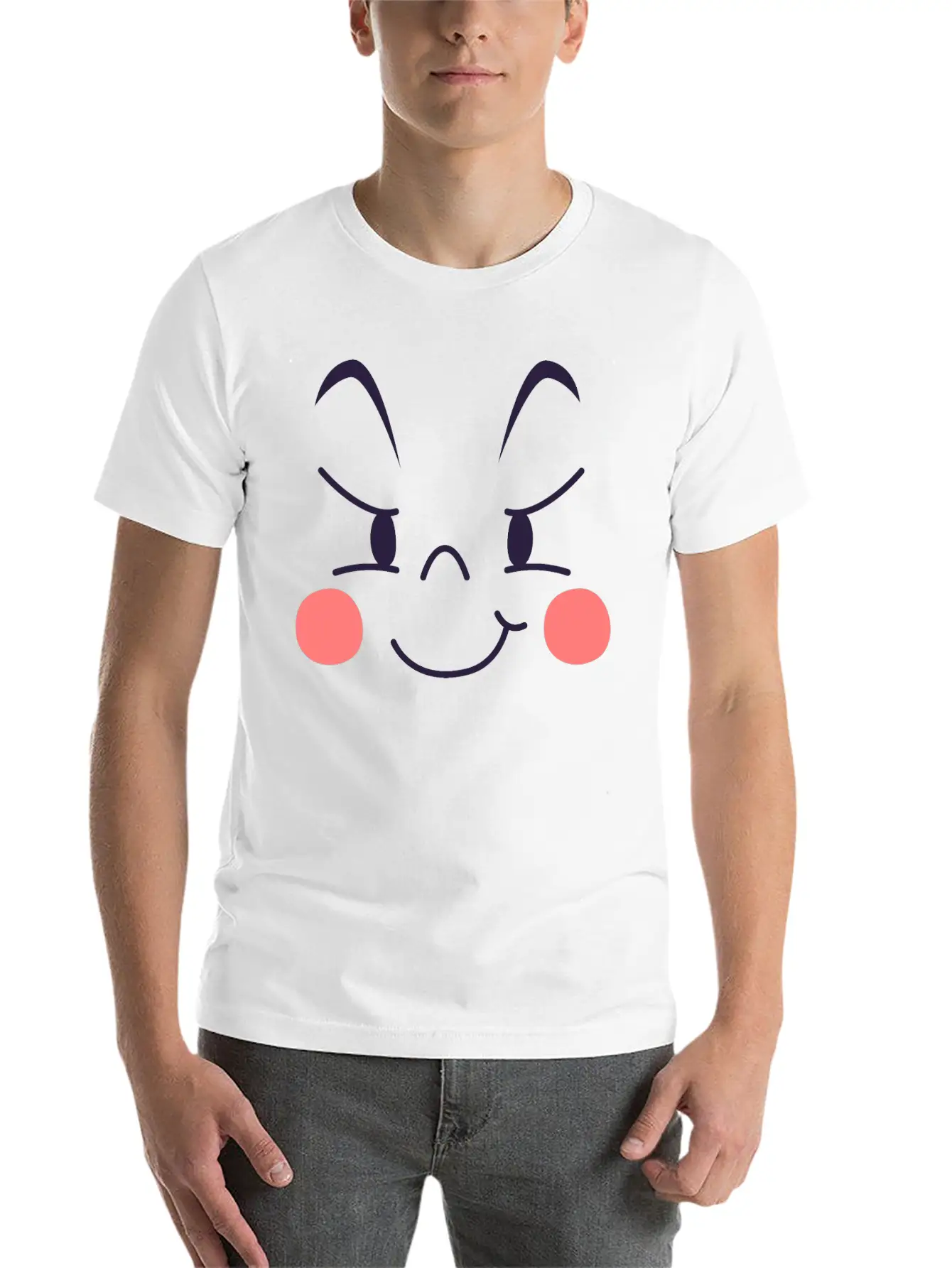 Evil Expression Of Cartoon Emotion Face Unisex Short Sleeve Soft Cotton T-Shirt – Casual Everyday Wear