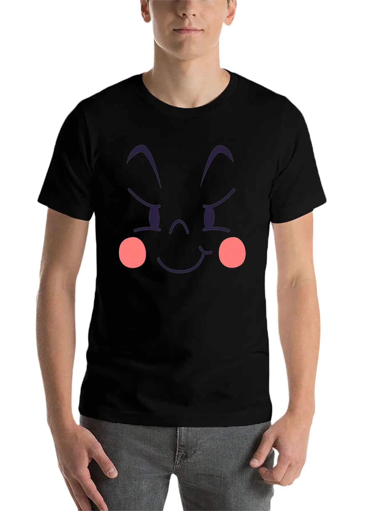 Evil Expression Of Cartoon Emotion Face Unisex Short Sleeve Soft Cotton T-Shirt – Casual Everyday Wear