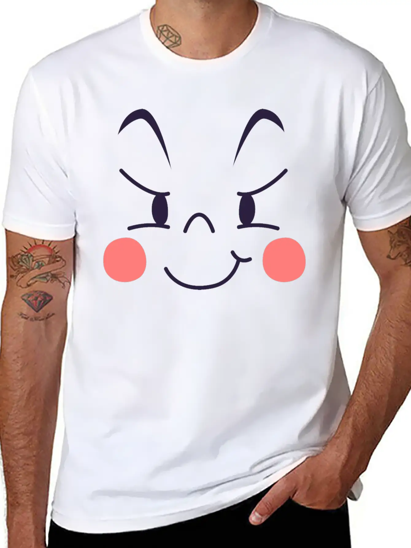 Evil Expression Of Cartoon Emotion Face Unisex Short Sleeve Soft Cotton T-Shirt – Casual Everyday Wear