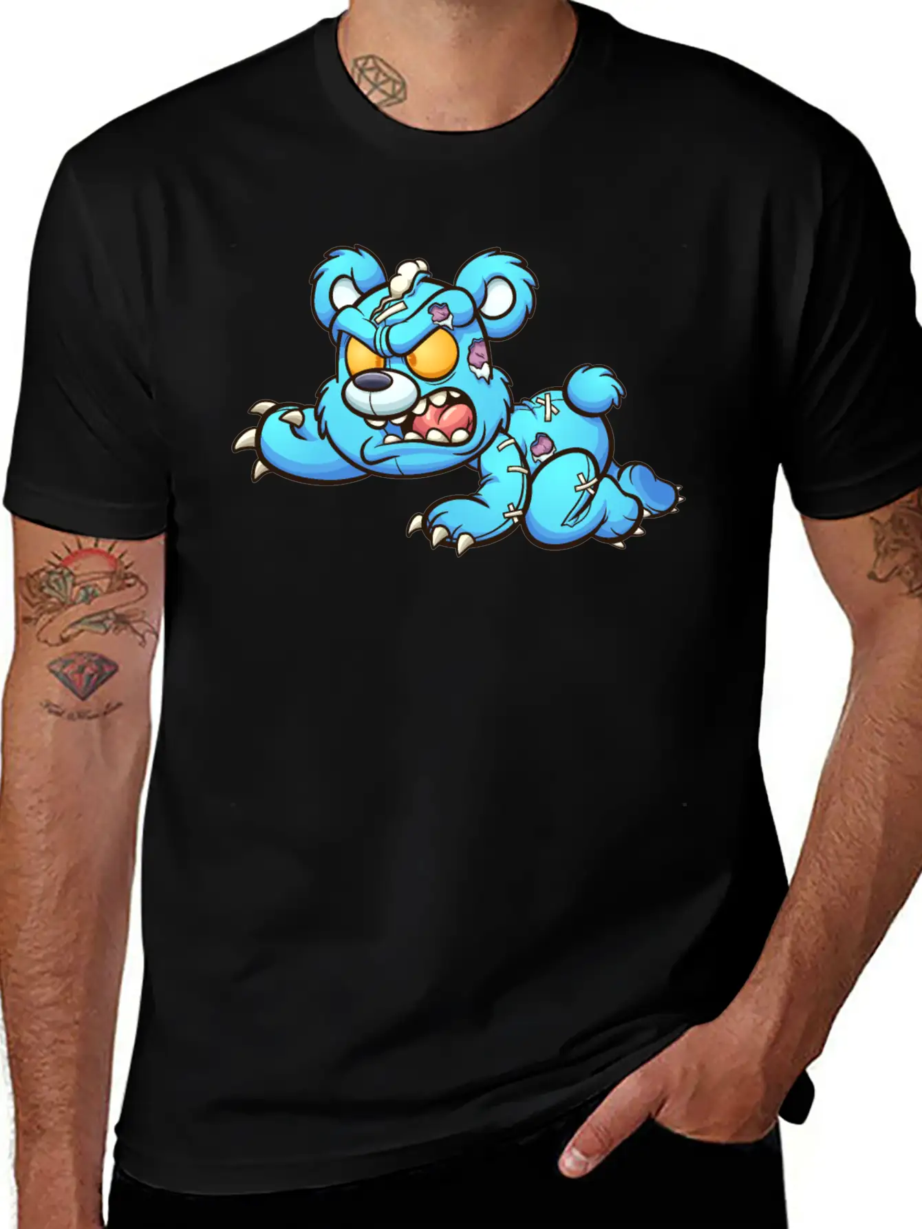 Evil Teddy Bear Unisex Short Sleeve Soft Cotton T-Shirt – Casual Everyday Wear