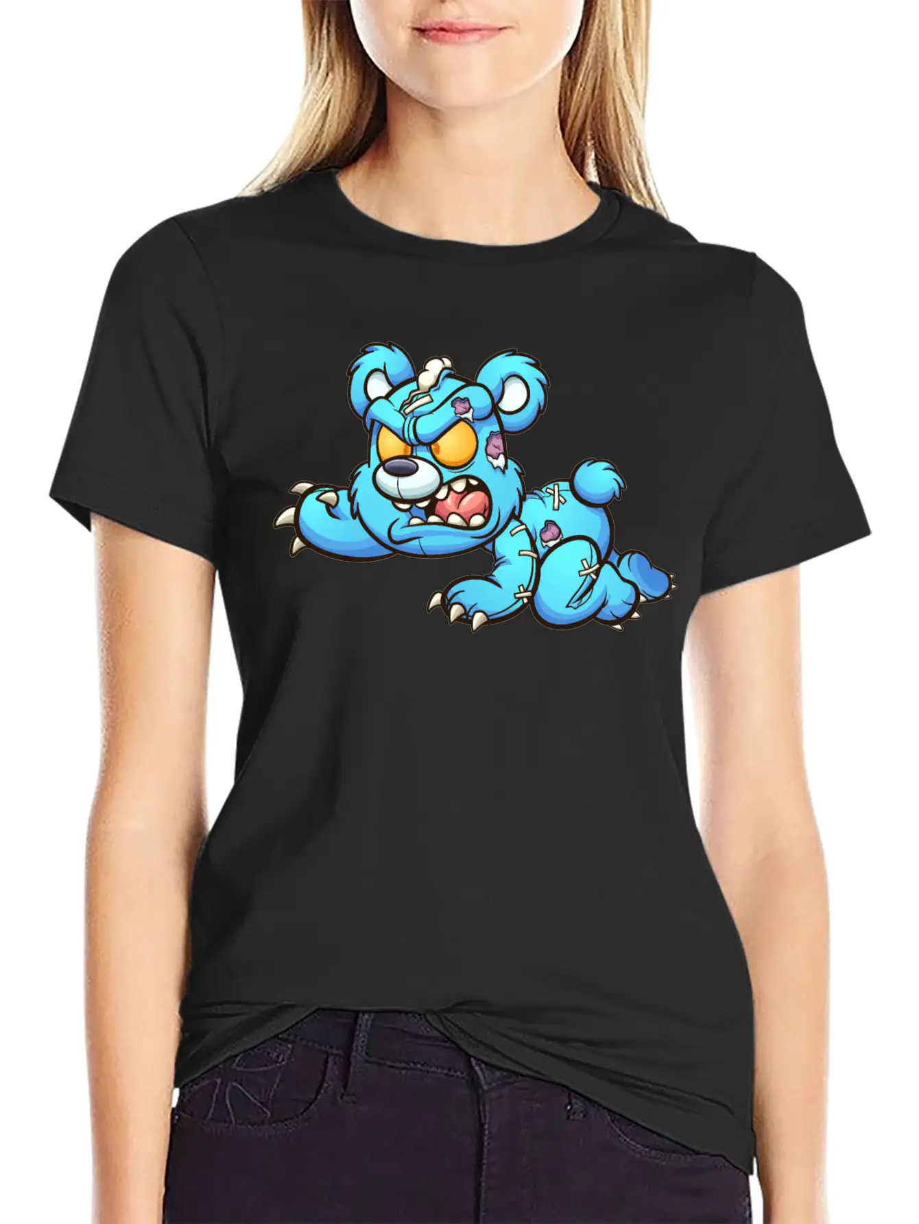 Evil Teddy Bear Unisex Short Sleeve Soft Cotton T-Shirt – Casual Everyday Wear