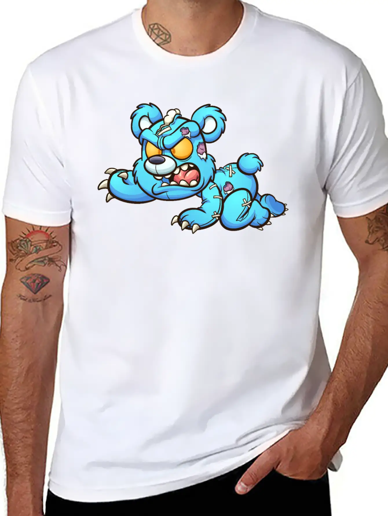 Evil Teddy Bear Unisex Short Sleeve Soft Cotton T-Shirt – Casual Everyday Wear