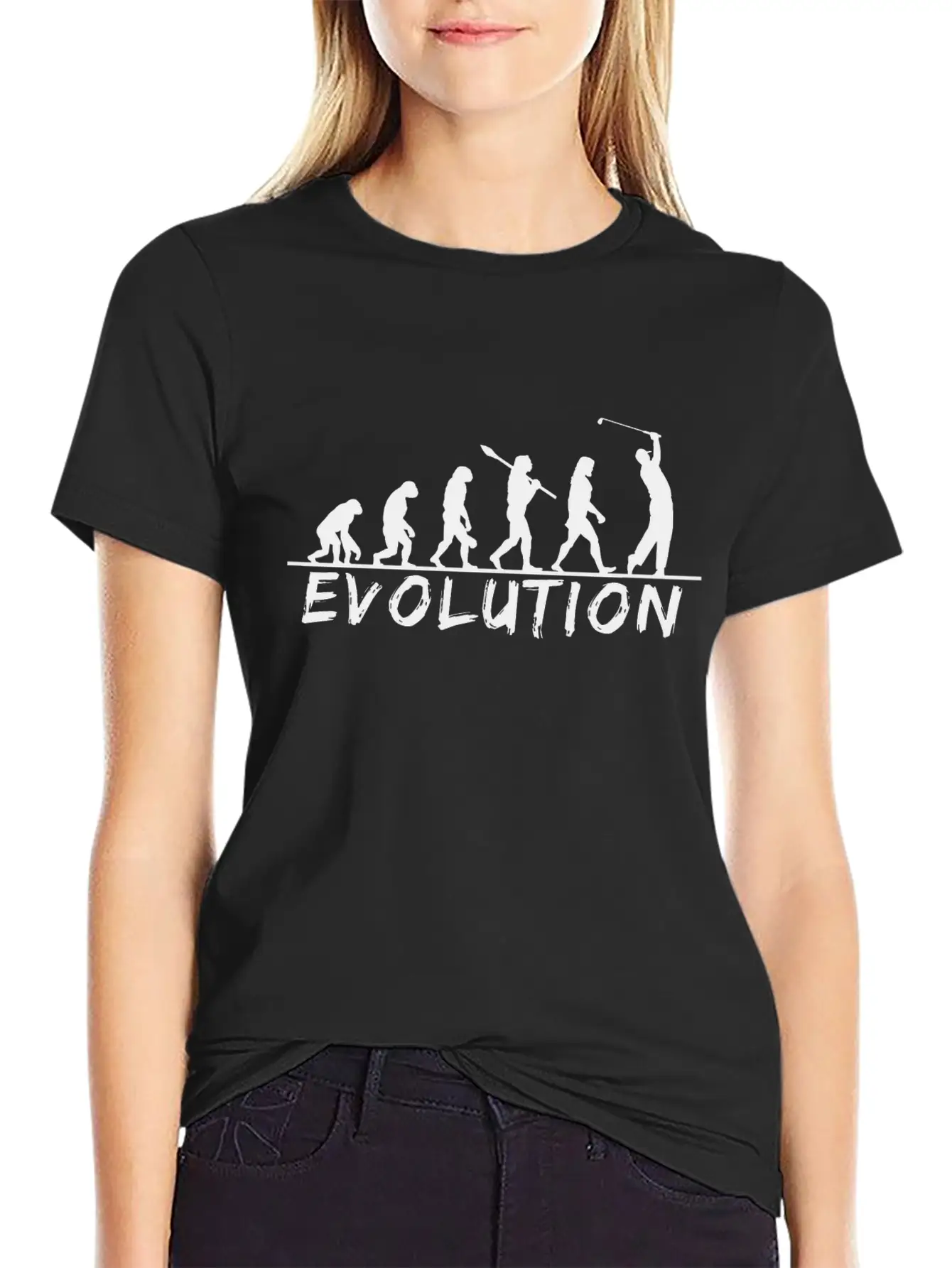 Evolution Golf, Golf, Golfer, Golfing, Game, Fun Unisex Short Sleeve Soft Cotton T-Shirt – Casual Everyday Wear