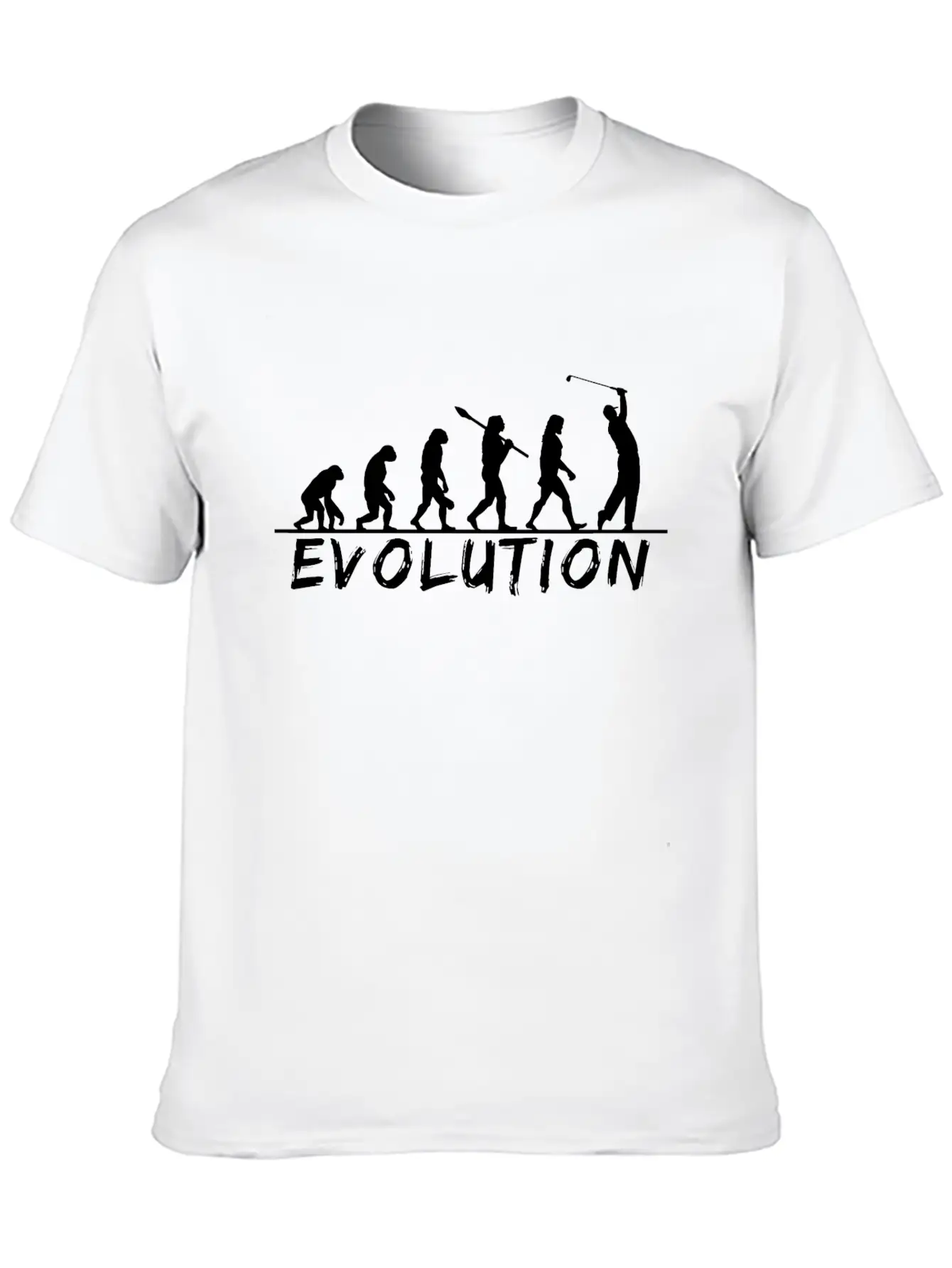 Evolution Golf, Golf, Golfer, Golfing, Game, Fun Unisex Short Sleeve Soft Cotton T-Shirt – Casual Everyday Wear